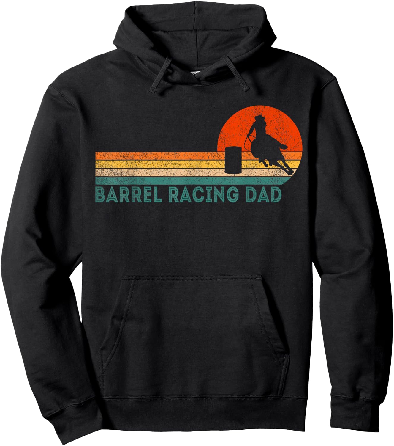 Funny Barrel Racing Dad Barrel Racing Girl Horse Retro Hoodie - Hoodie | Black