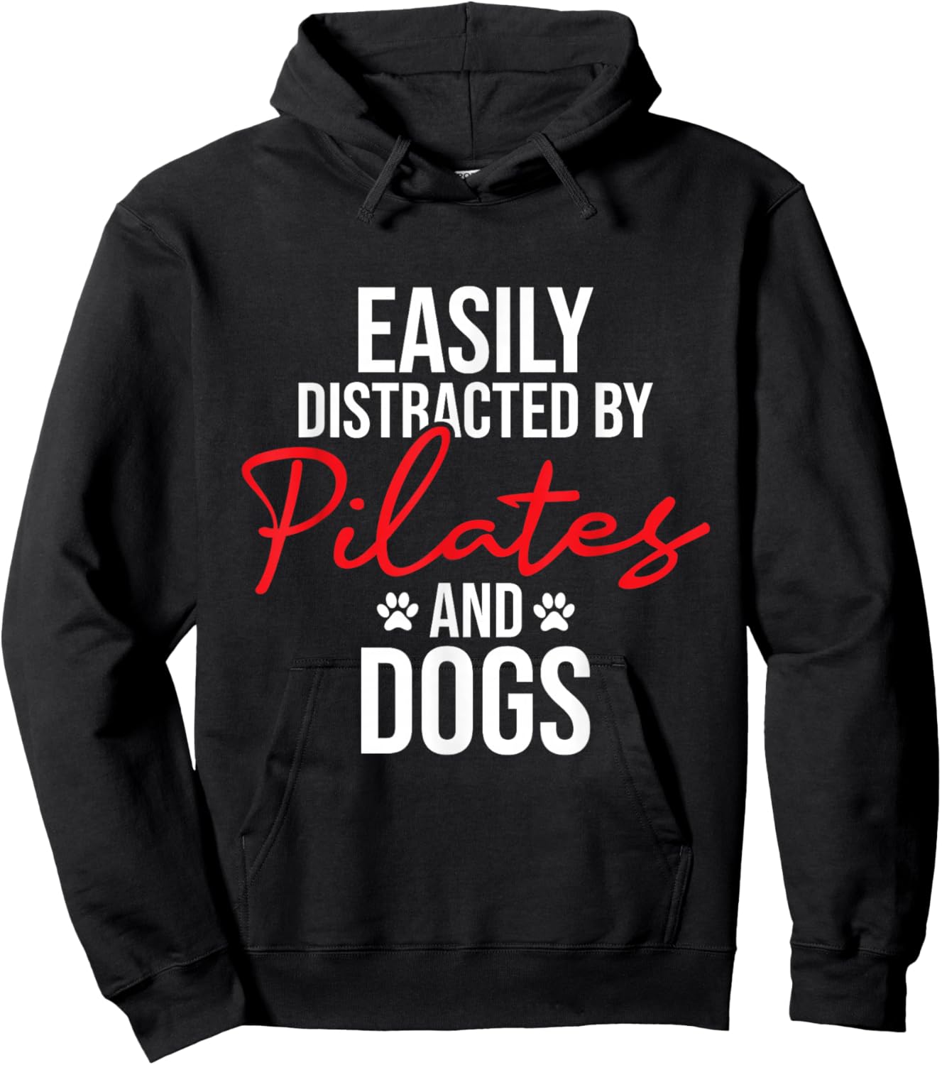 Easily Distracted By Pilates & Dogs - Fitness Coach Workout Hoodie - Hoodie | Black