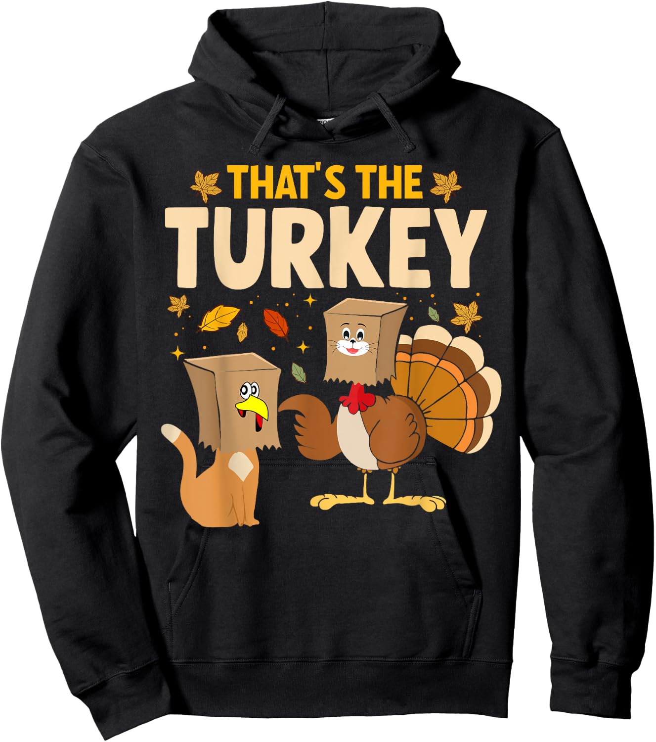 Thanksgiving Funny Fake Cat Turkey Cat Owner Holiday Women Kids Hoodie - Hoodie | Black