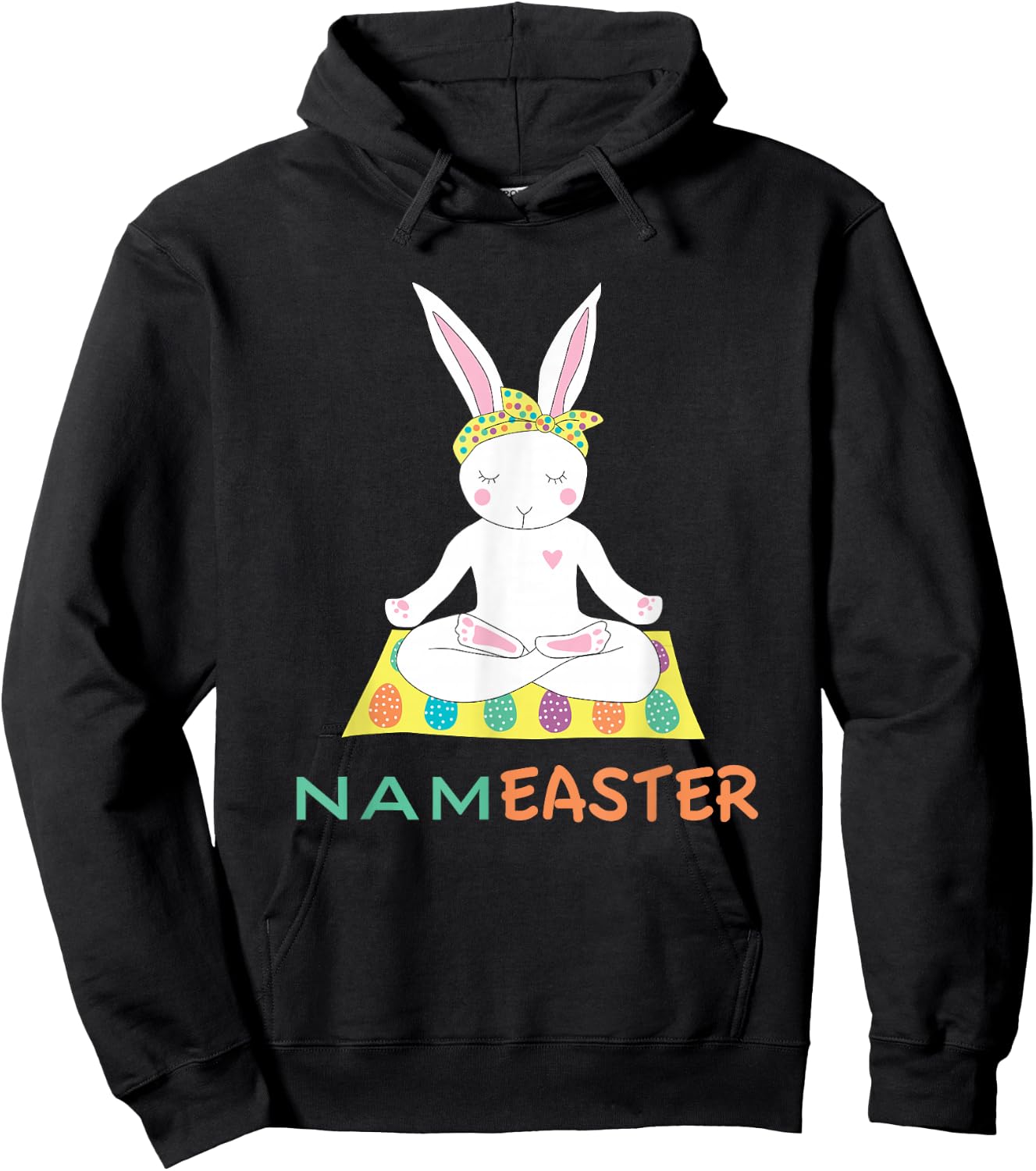 Funny Easter Bunny Doing Yoga Namaste Hoodie - Hoodie | Black