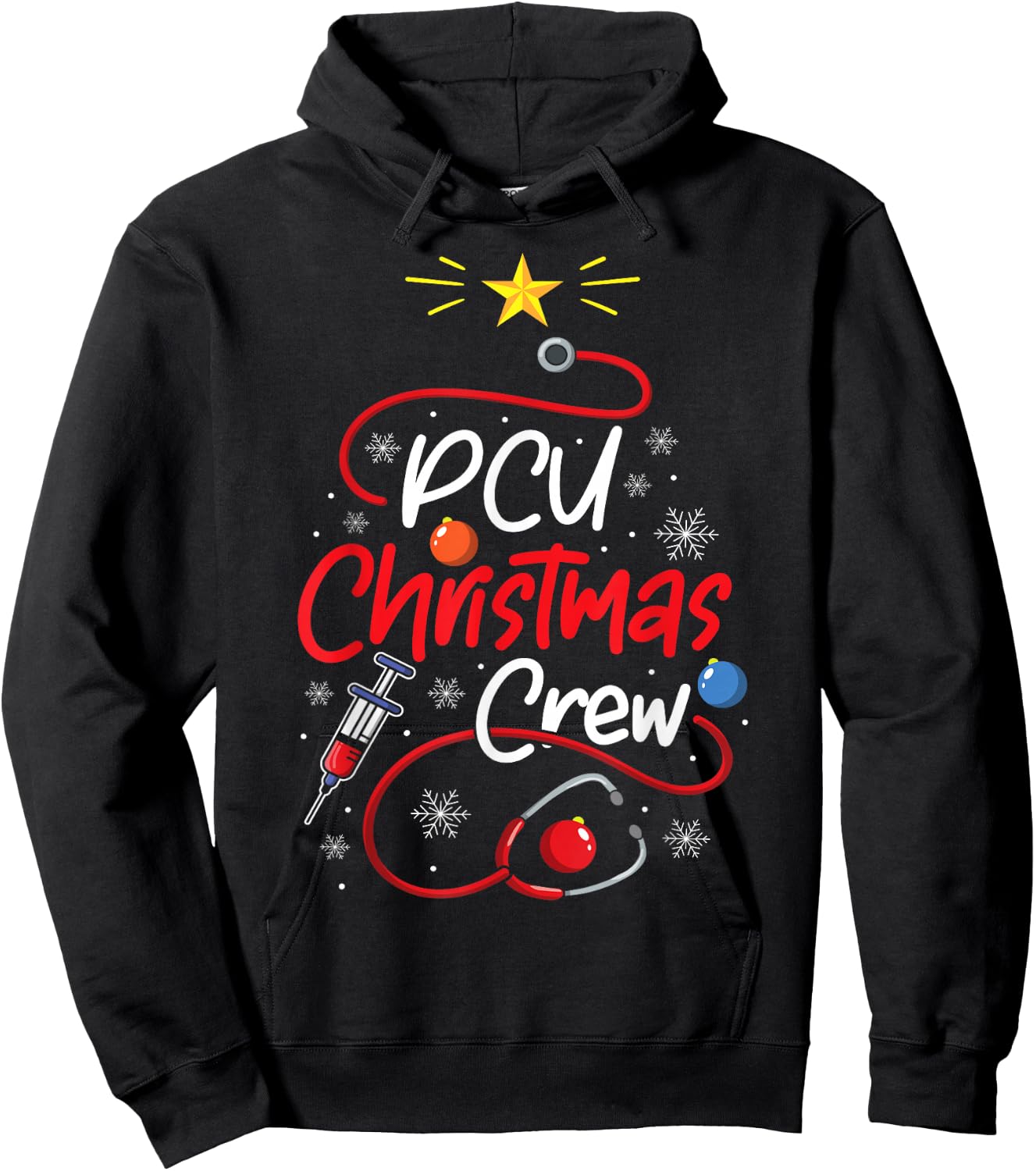Nurse PCU Christmas Crew Nursing Christmas lights Hoodie - Hoodie | Black