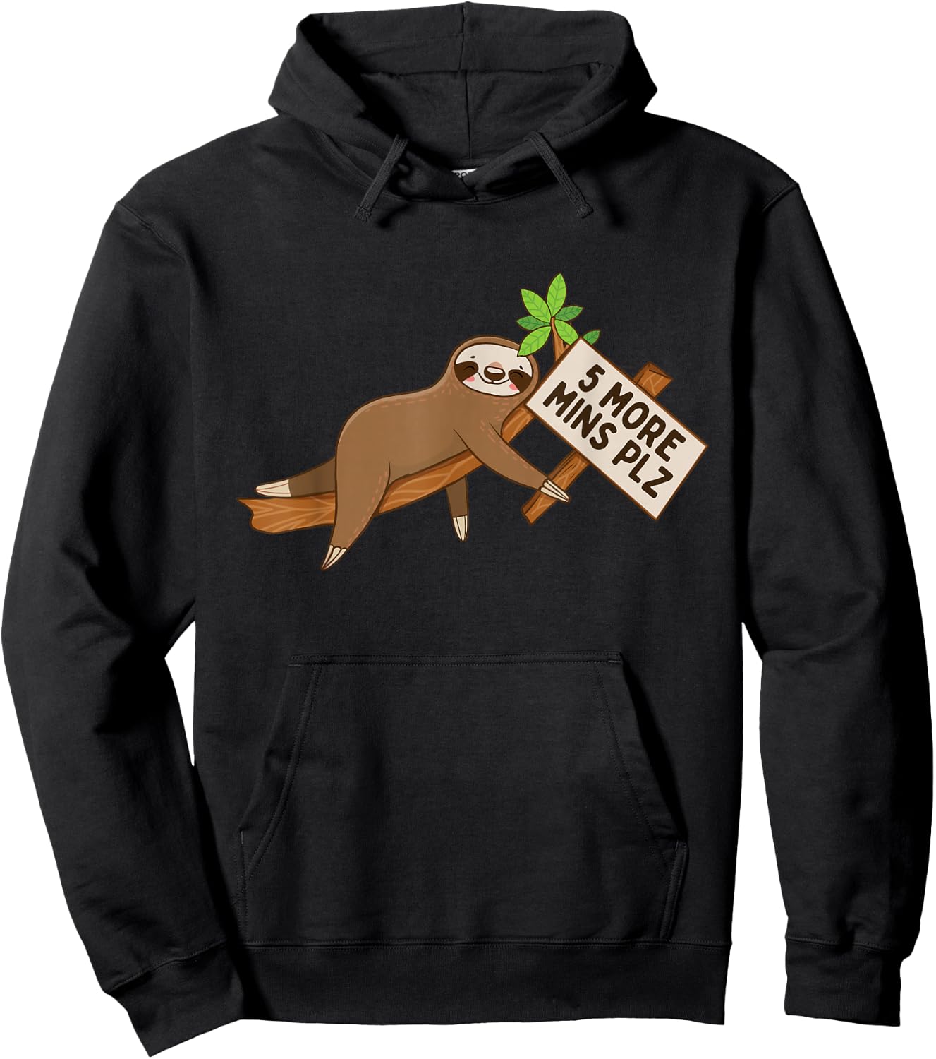 5 More Mins Plz - Sleeping Sloth Wildlife Animal Lover Hoodie - Hoodie | Black