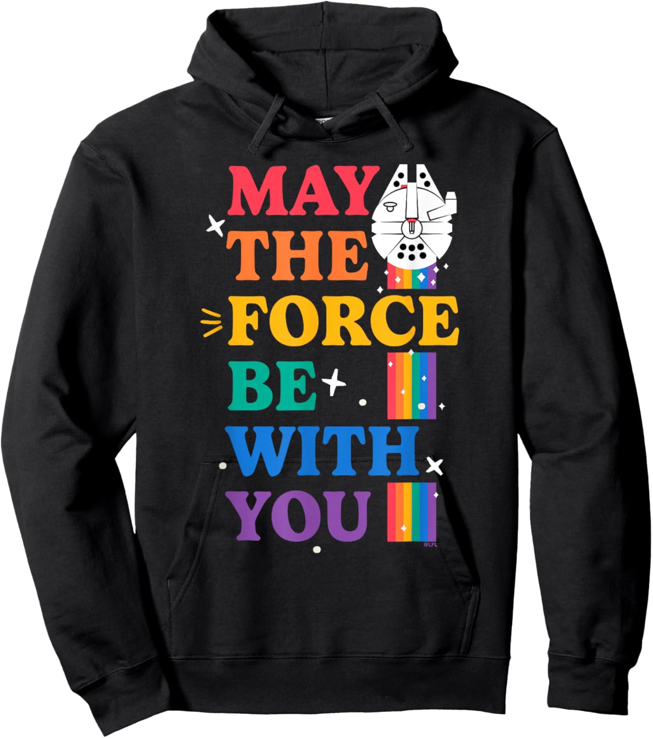 Star Wars Pride May The Force Be With You Rainbow Falcon Hoodie - Hoodie | Black