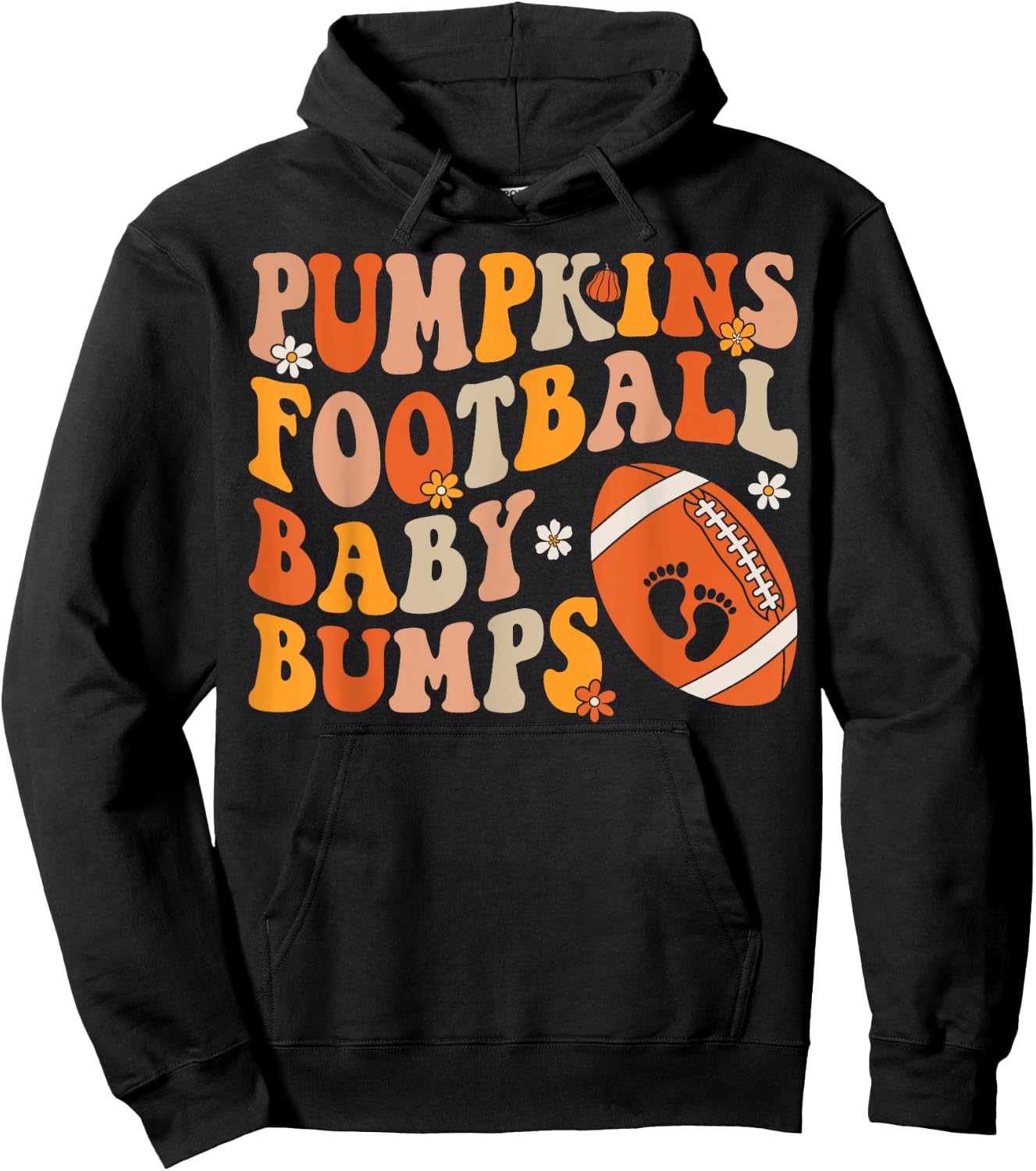 Pumpkins Football Baby Bumps Pregnancy Announcement Fall Hoodie - Hoodie | Black