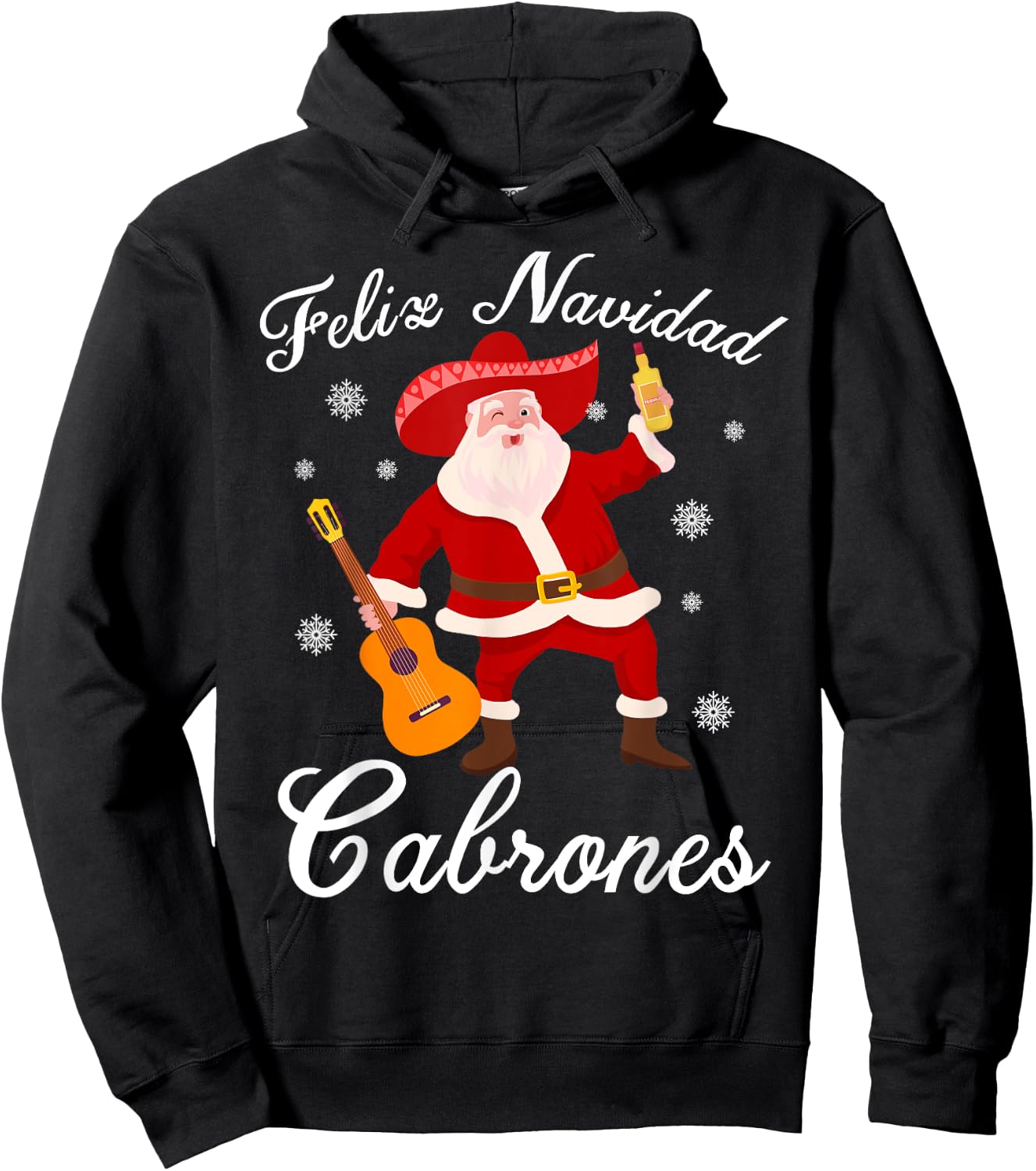 Funny Mexican Santa Christmas Feliz Navidad Cabrones Hoodie - Hoodie | Black