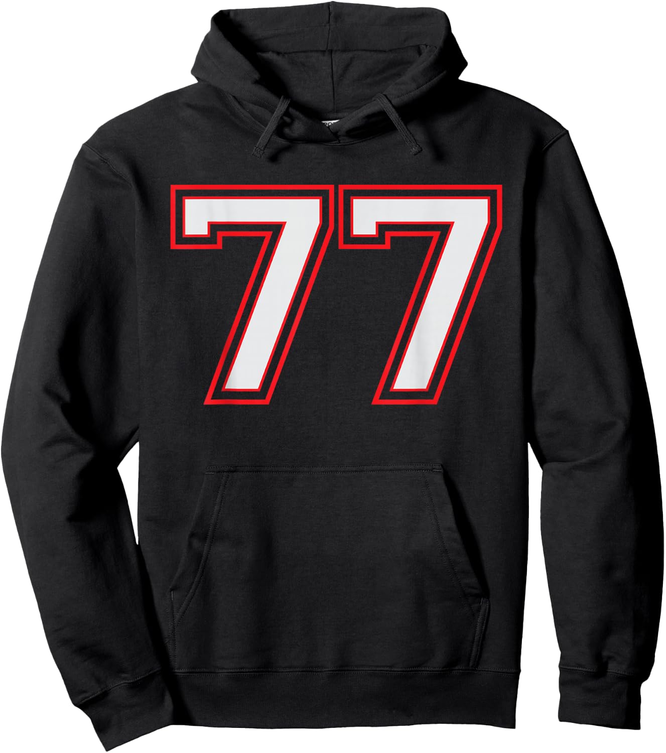 Red Number 77 Sports Player Jersey Fun Game Winner #77 Lucky Hoodie - Hoodie | Black