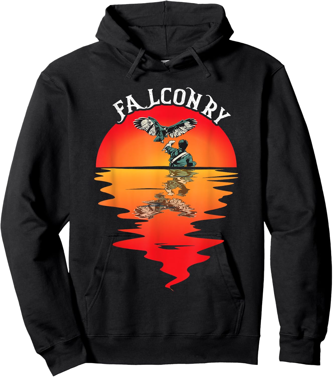 Falconry Vintage Sunset Falcon Trainer Falconer Birder Hoodie - Hoodie | Black