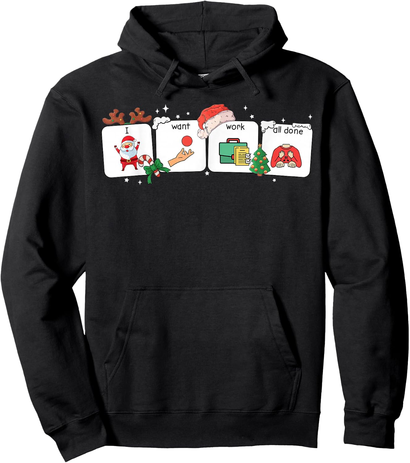 Christmas Santa Special Education Funny SPED Teacher Xmas PJ Hoodie - Hoodie | Black