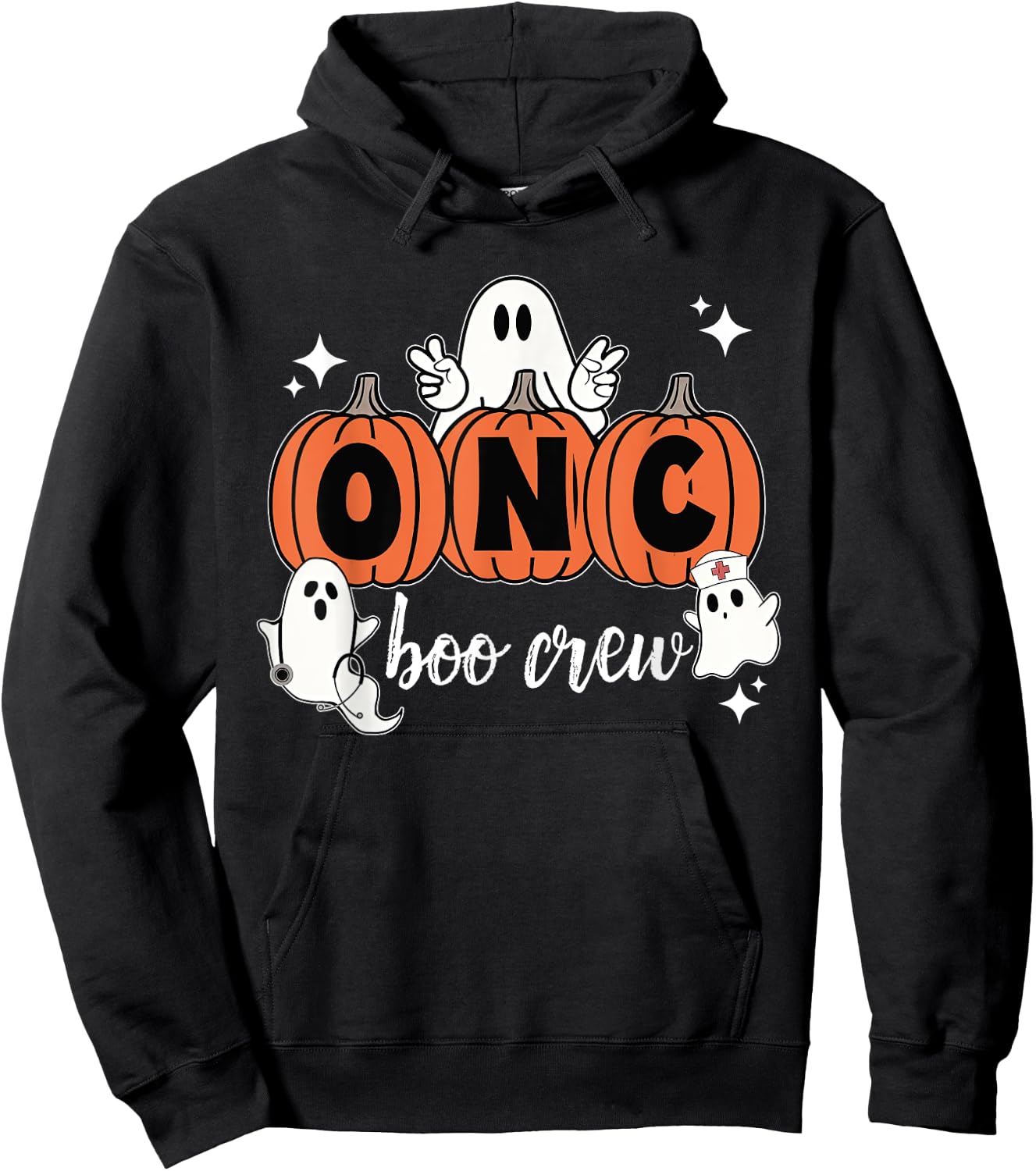 Halloween Oncology ONC Boo Crew Pumpkin Ghost One Spooky ONC Hoodie - Hoodie | Black