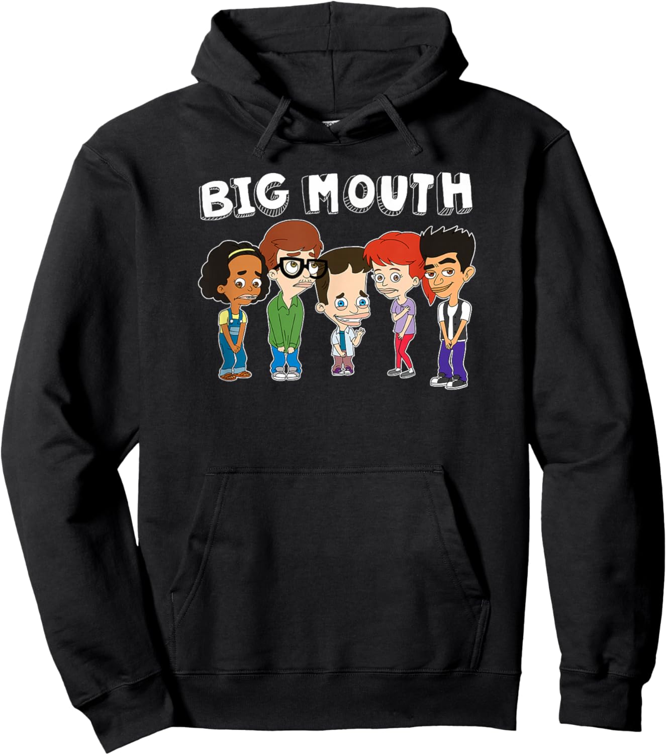 Big Mouth Main Characters Awkward Group Shot Big Logo Hoodie - Hoodie | Black