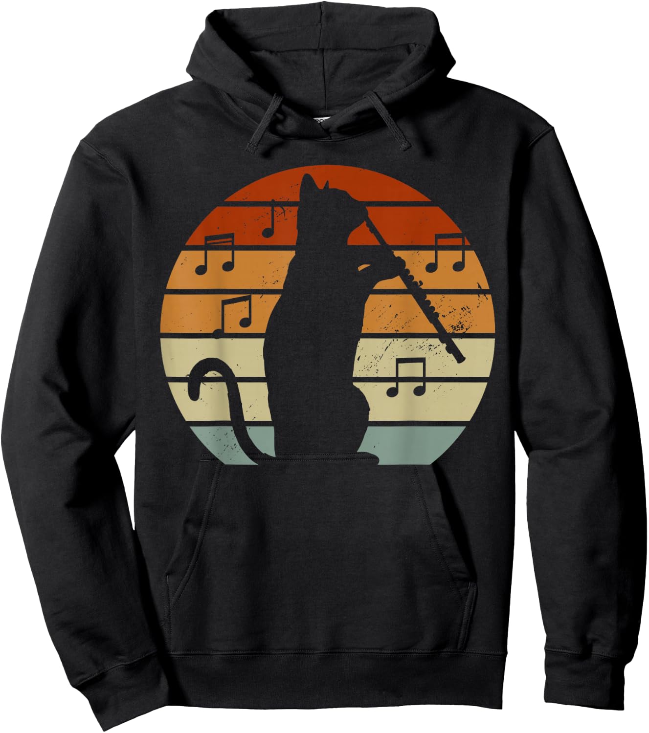 Cat Lover Playing Flute Player Expert Musician Music Hoodie - Hoodie | Black