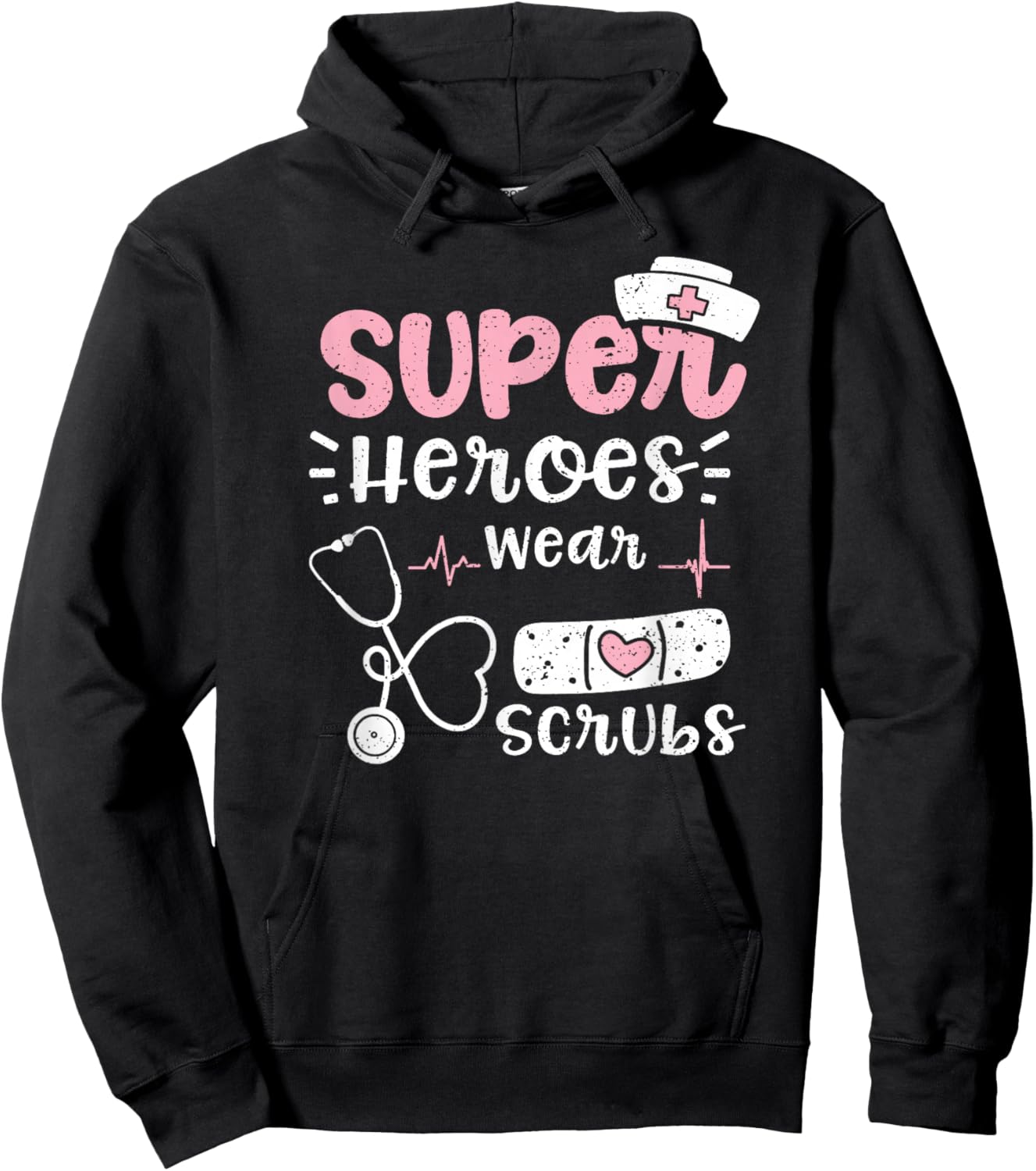 Heroes: Super Heroes Wear Scrubs - Nurse Sayings Hoodie - Hoodie | Black