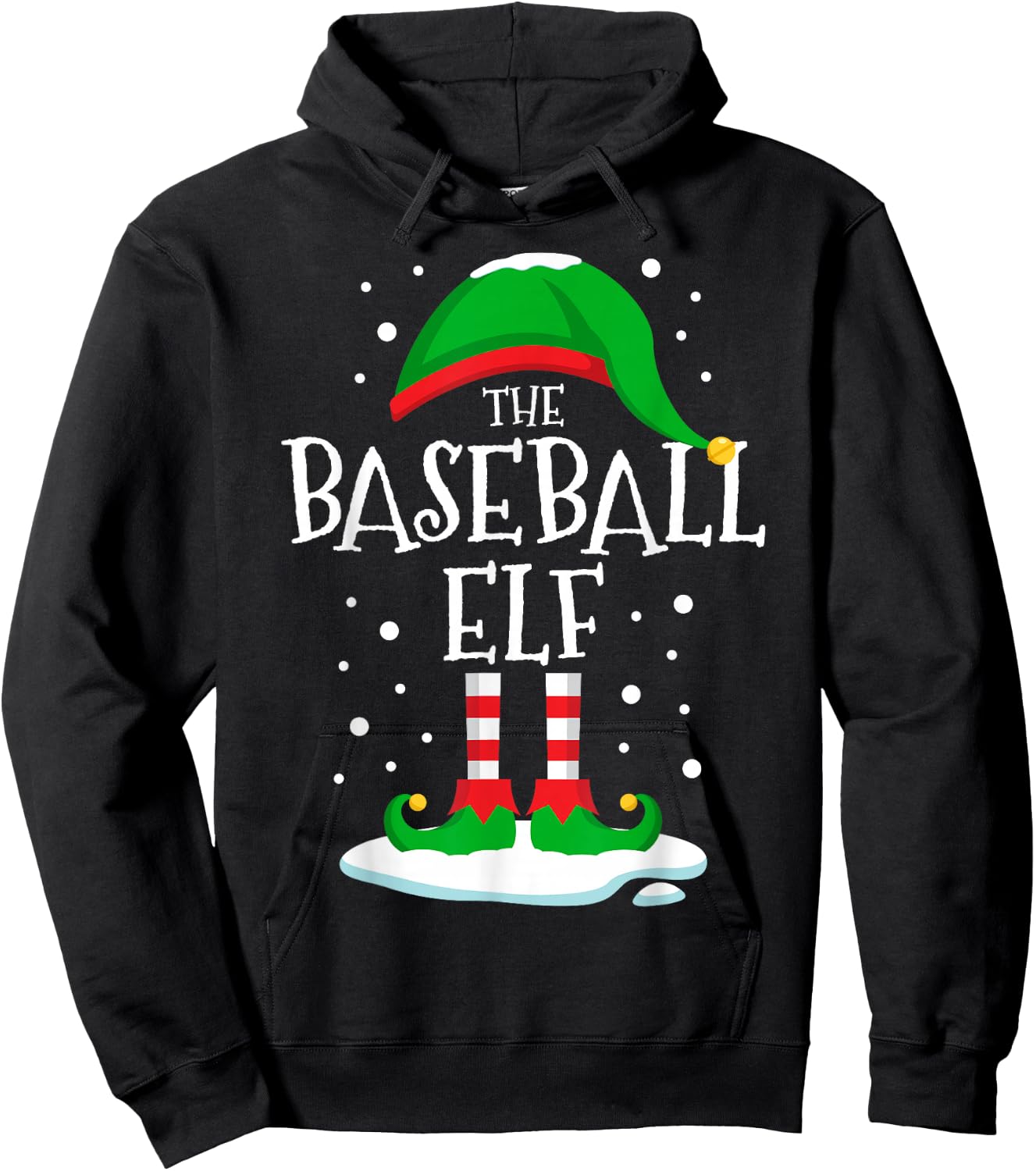 The Baseball Elf Christmas Family Matching Xmas Group Funny Hoodie - Hoodie | Black
