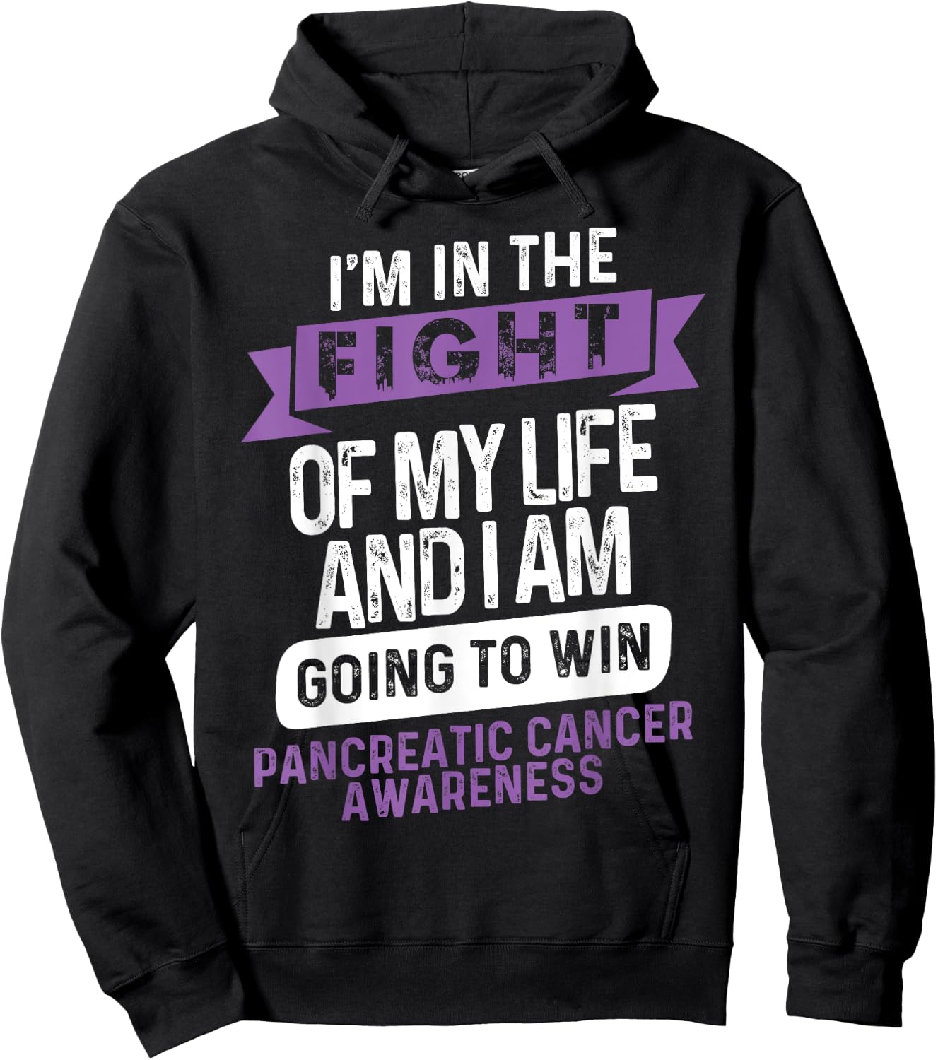 Fight to Win- Pancreatic Cancer Awareness Supporter Ribbon Hoodie - Hoodie | Black