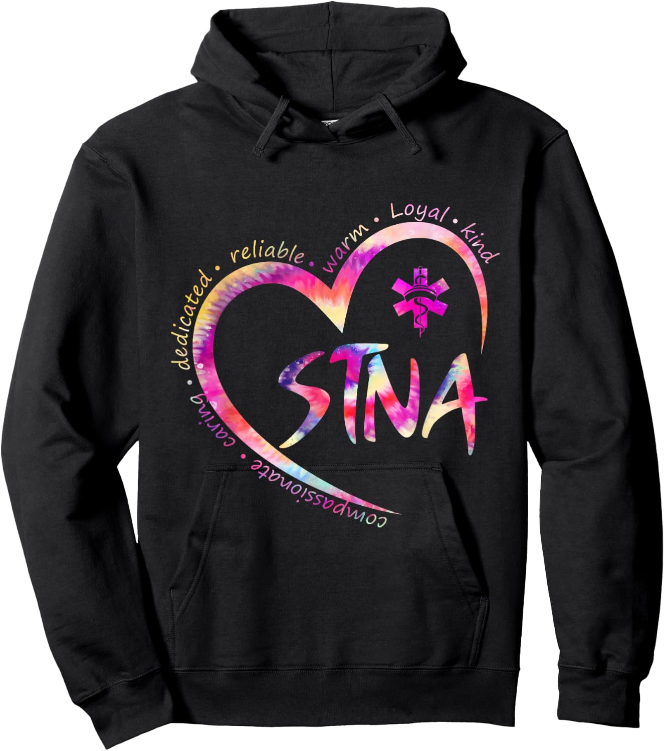 Tie Dye Nurse Stna Life Sunflowers Heart Nursing Assistant Hoodie - Hoodie | Black