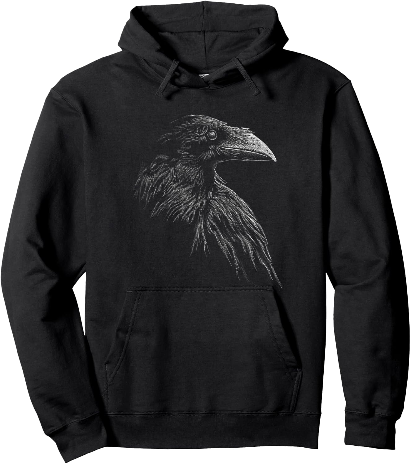 Mystical Black Raven Illustration Goth Viking Crow Artwork Hoodie - Hoodie | Black