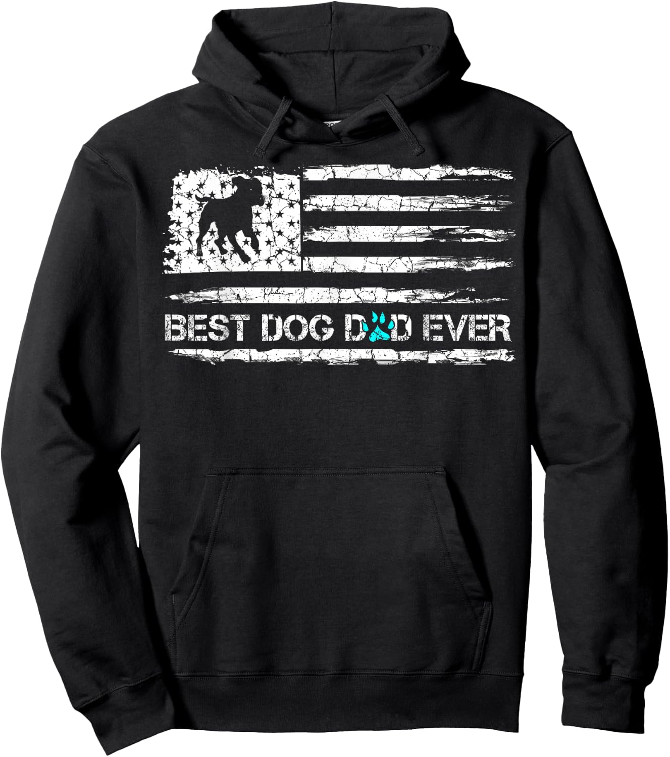 Vintage Best Dog Dad Ever USA Flag, Puppy Daddy Hoodie - Hoodie | Black