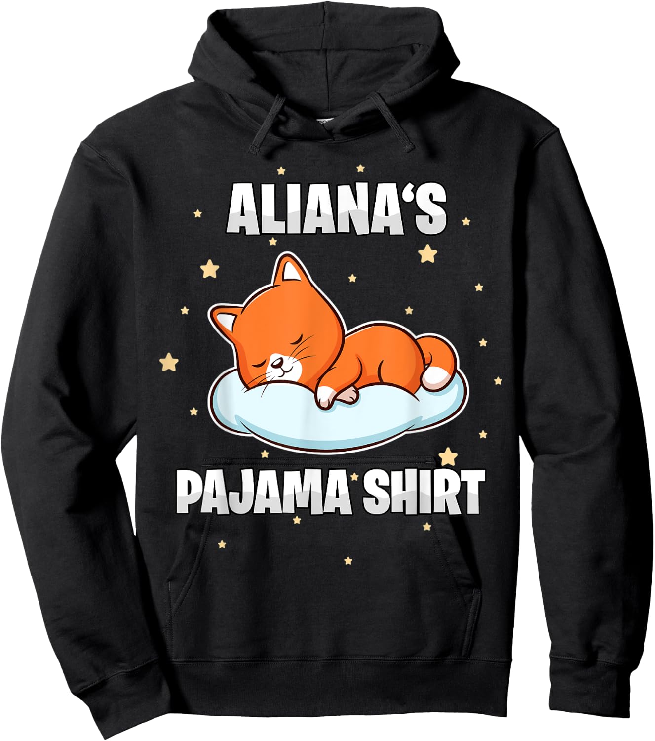 Aliana's Pajama Shirt - Personalized Sleeping Hoodie - Hoodie | Black