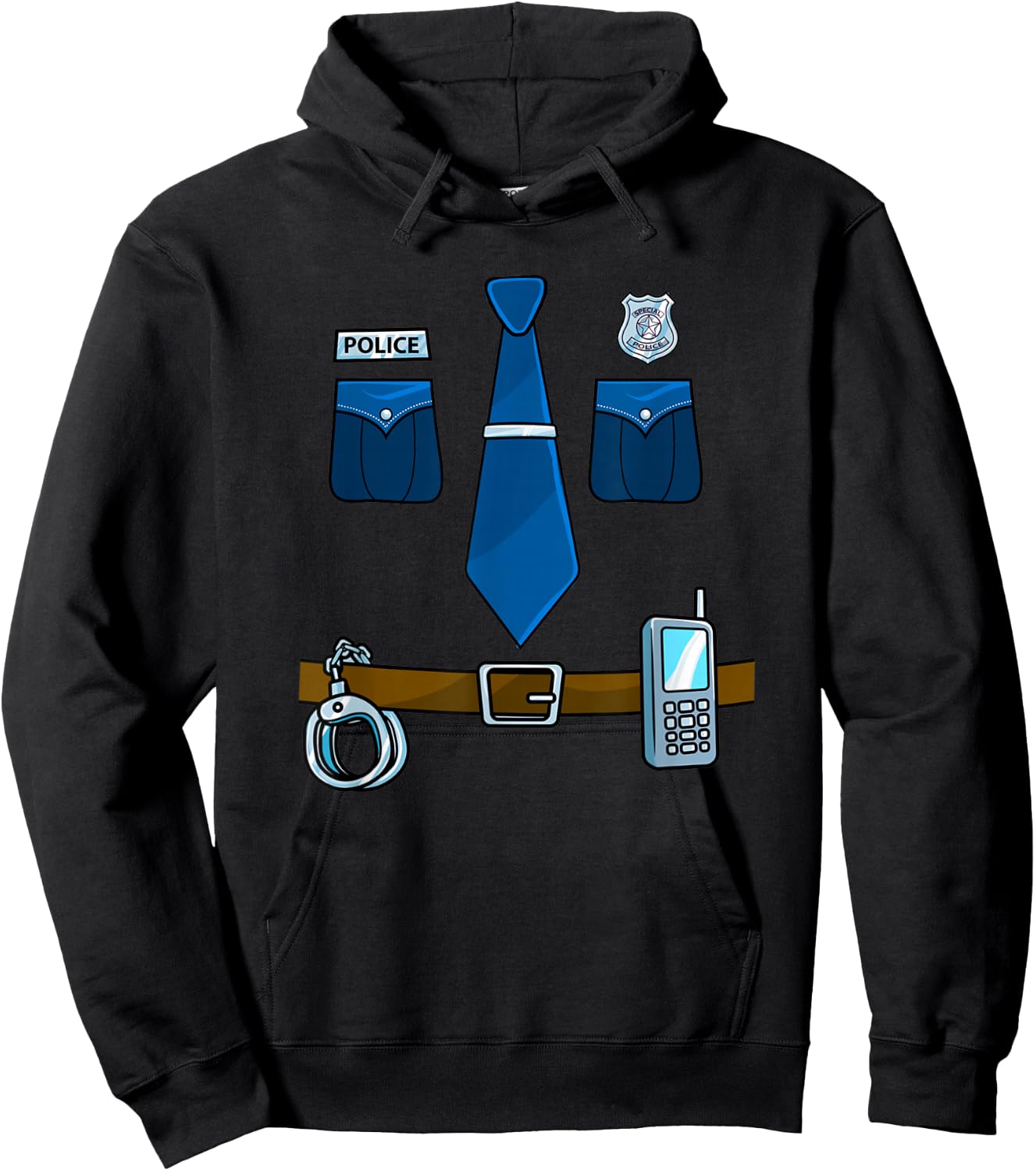 Police Costume For Kids Adults Halloween Police Officer Hoodie - Hoodie | Black