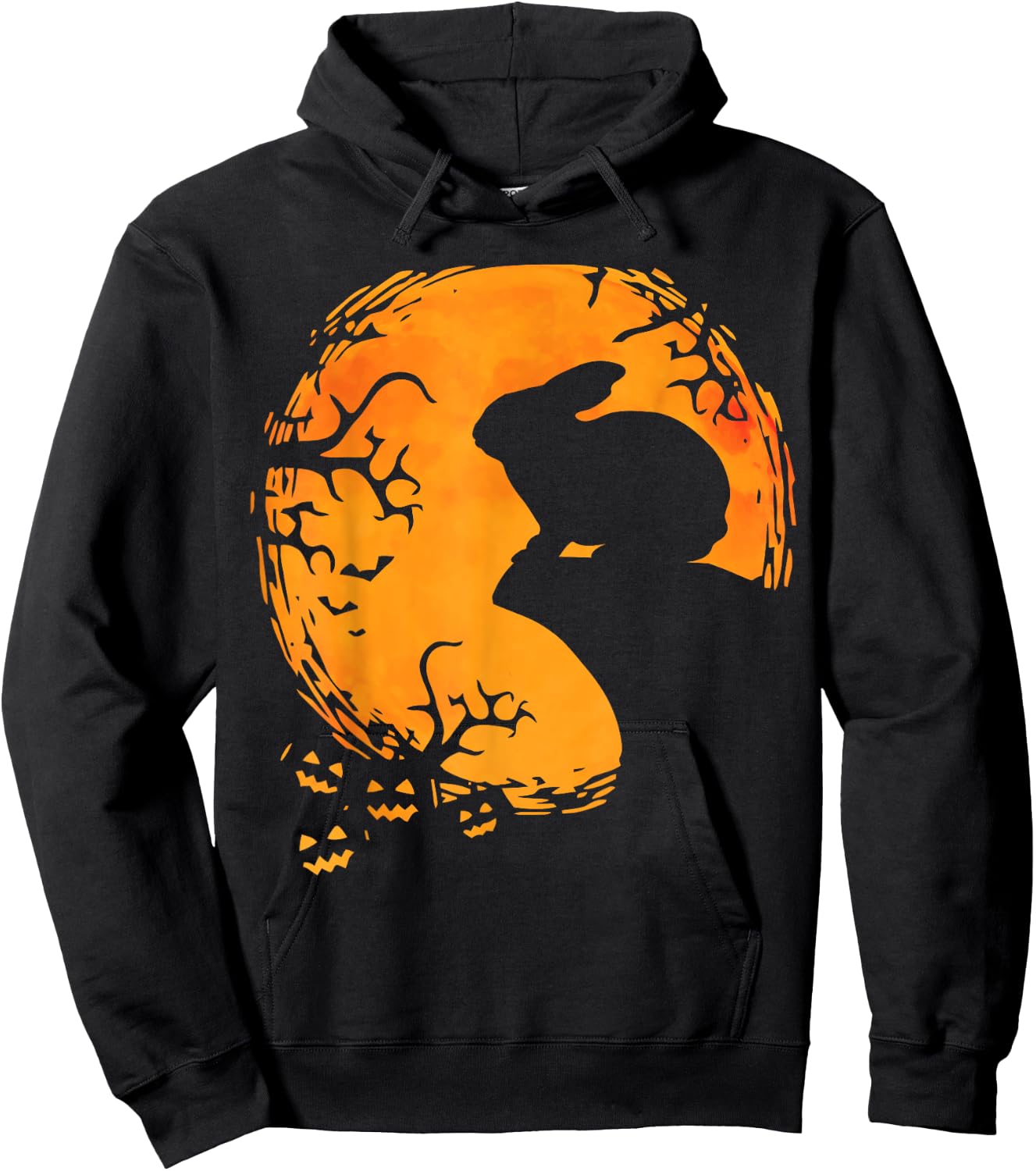 Funny Rabbit Halloween Moon Silhouette Spooky Bunny Lover Hoodie - Hoodie | Black