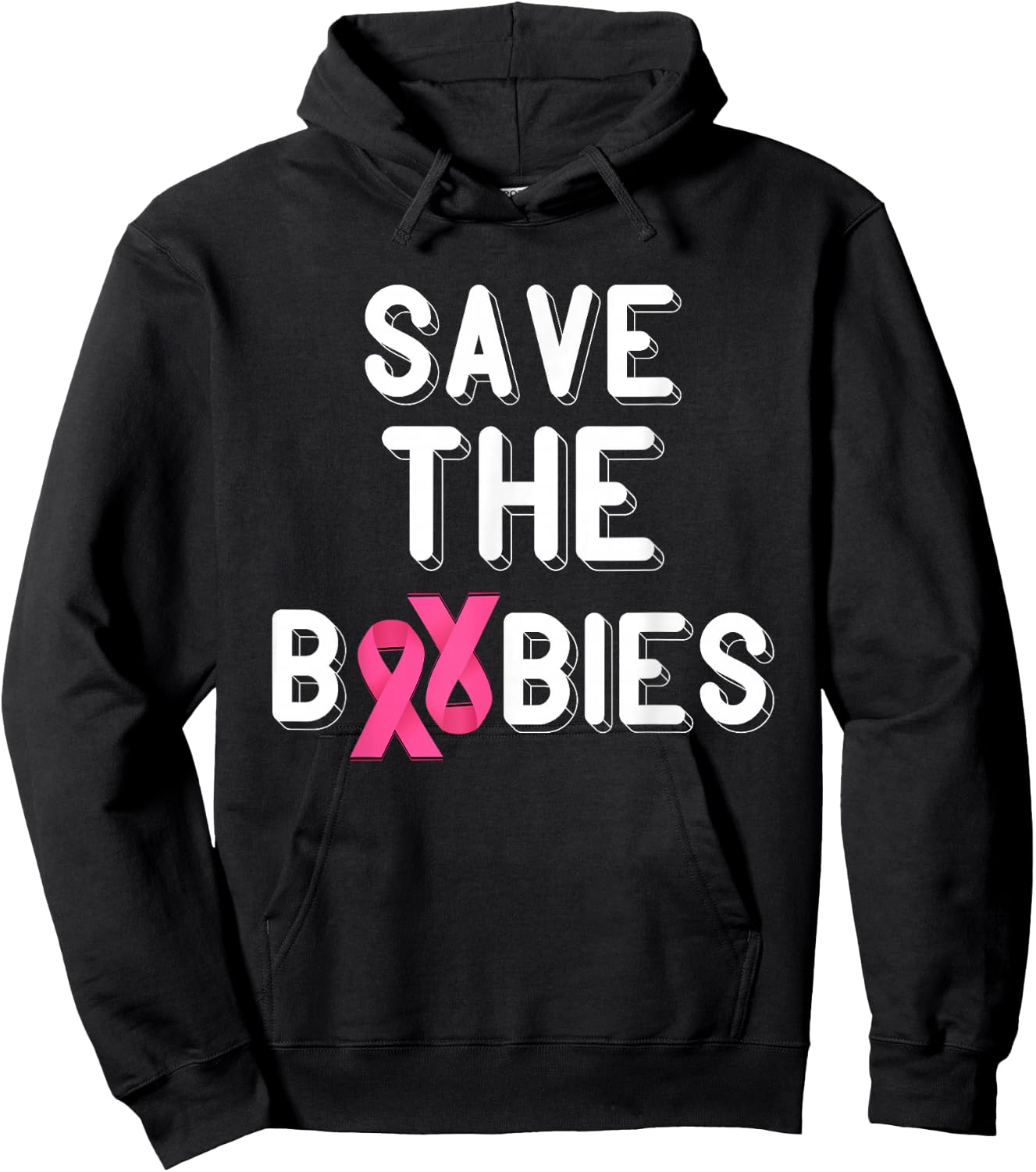 Pink Ribbon Save The Boobies Breast Cancer Awareness Hoodie - Hoodie | Black