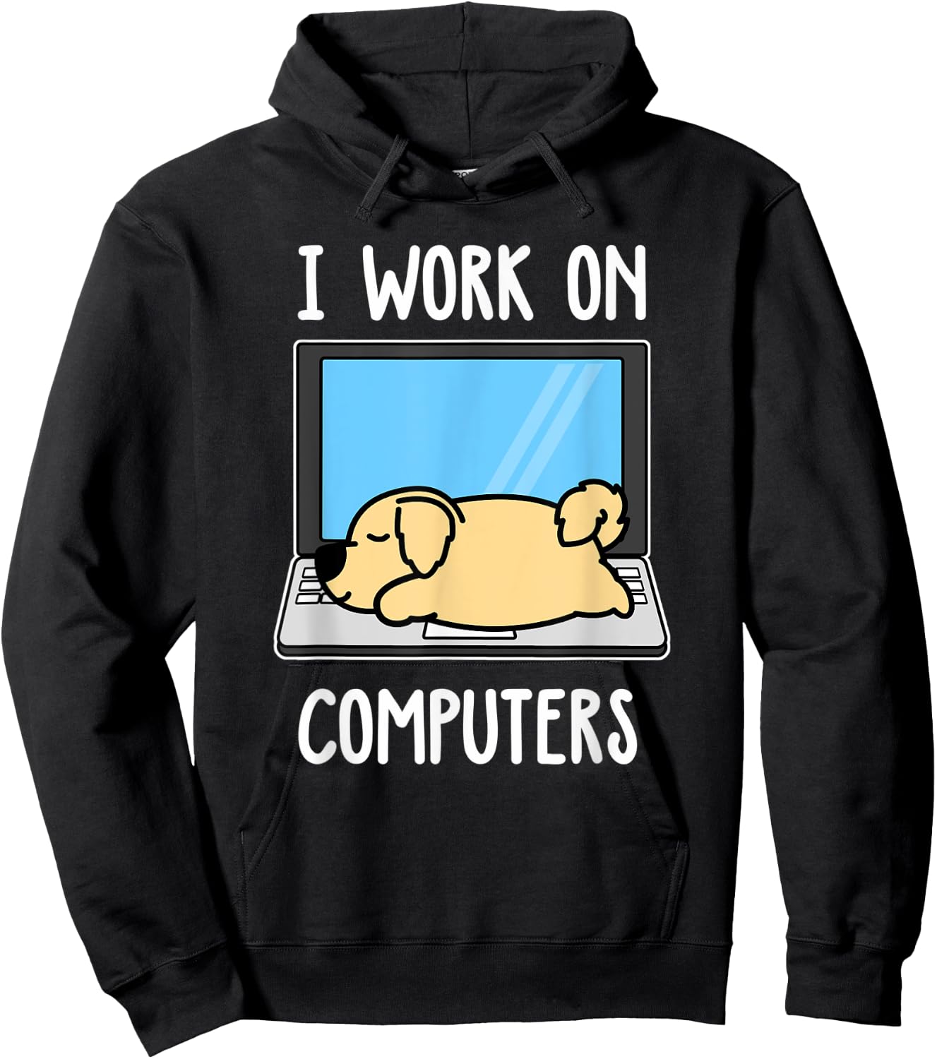 Golden Retriever I Work On Computer Dog Sleep Puppy Lovers Hoodie - Hoodie | Black