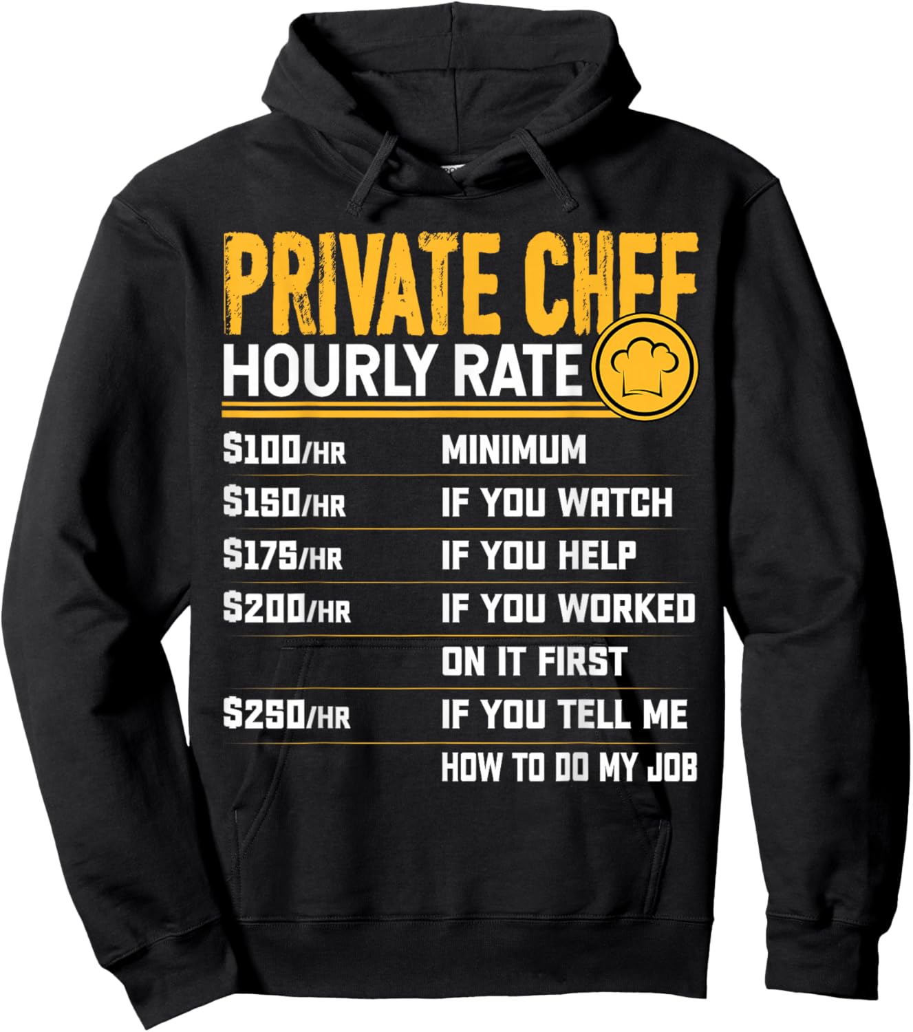 Private Chef Hourly Rate - Funny Private Cook Baking Baker Hoodie - Hoodie | Black