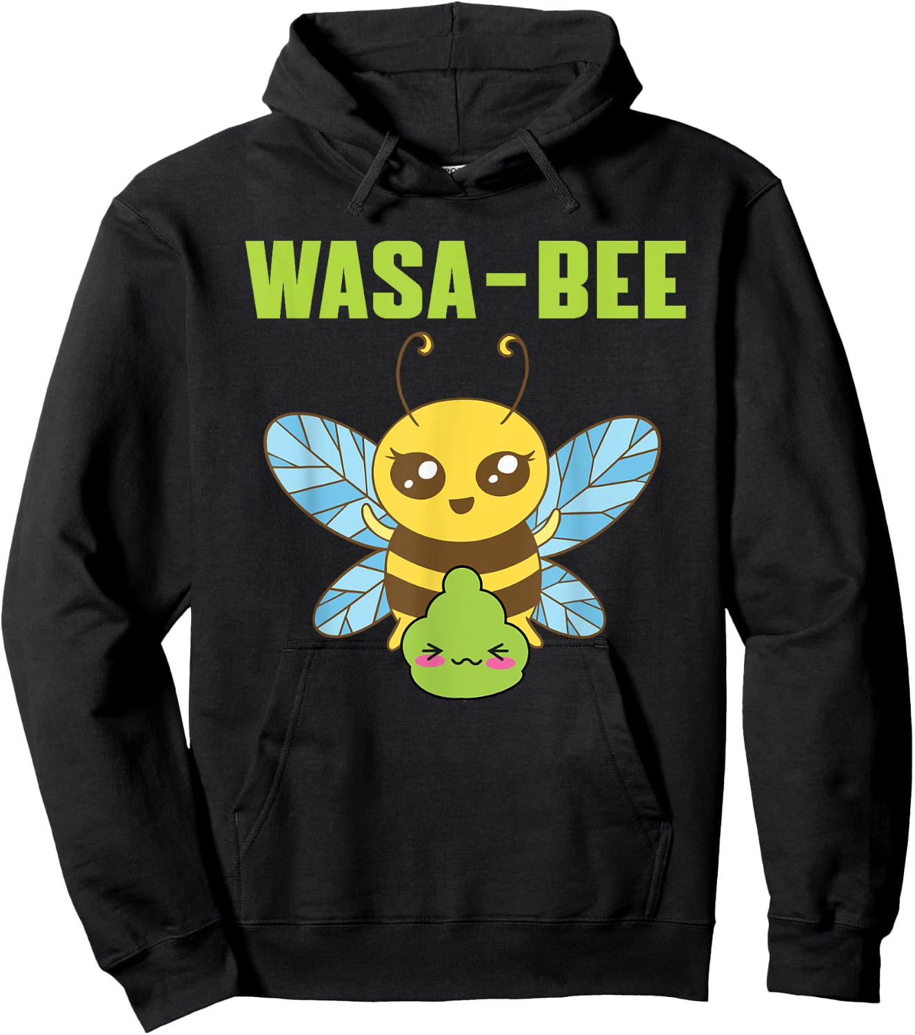 Cute Wasabi Bee Pun Costume Love Spicy Food Japan Hoodie - Hoodie | Black