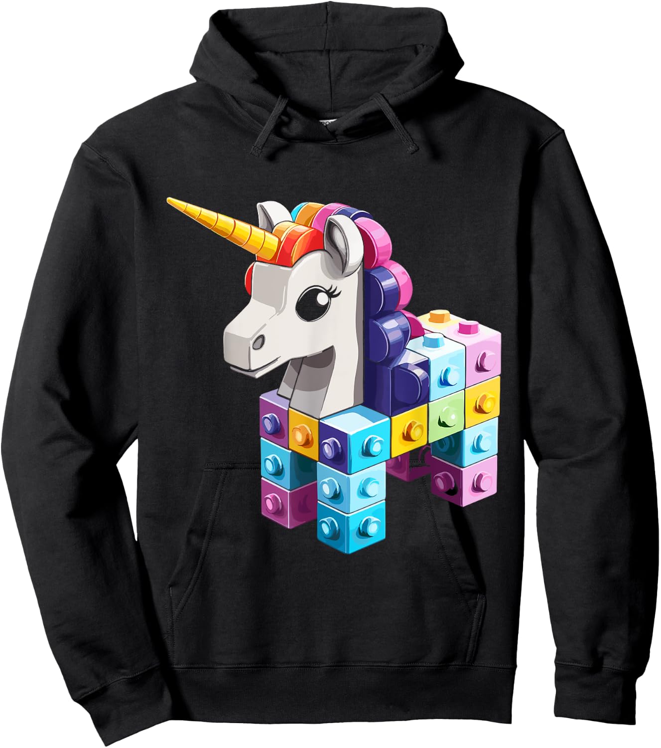 Master Builder Bricks Blocks Play Toys Unicorn Hoodie - Hoodie | Black