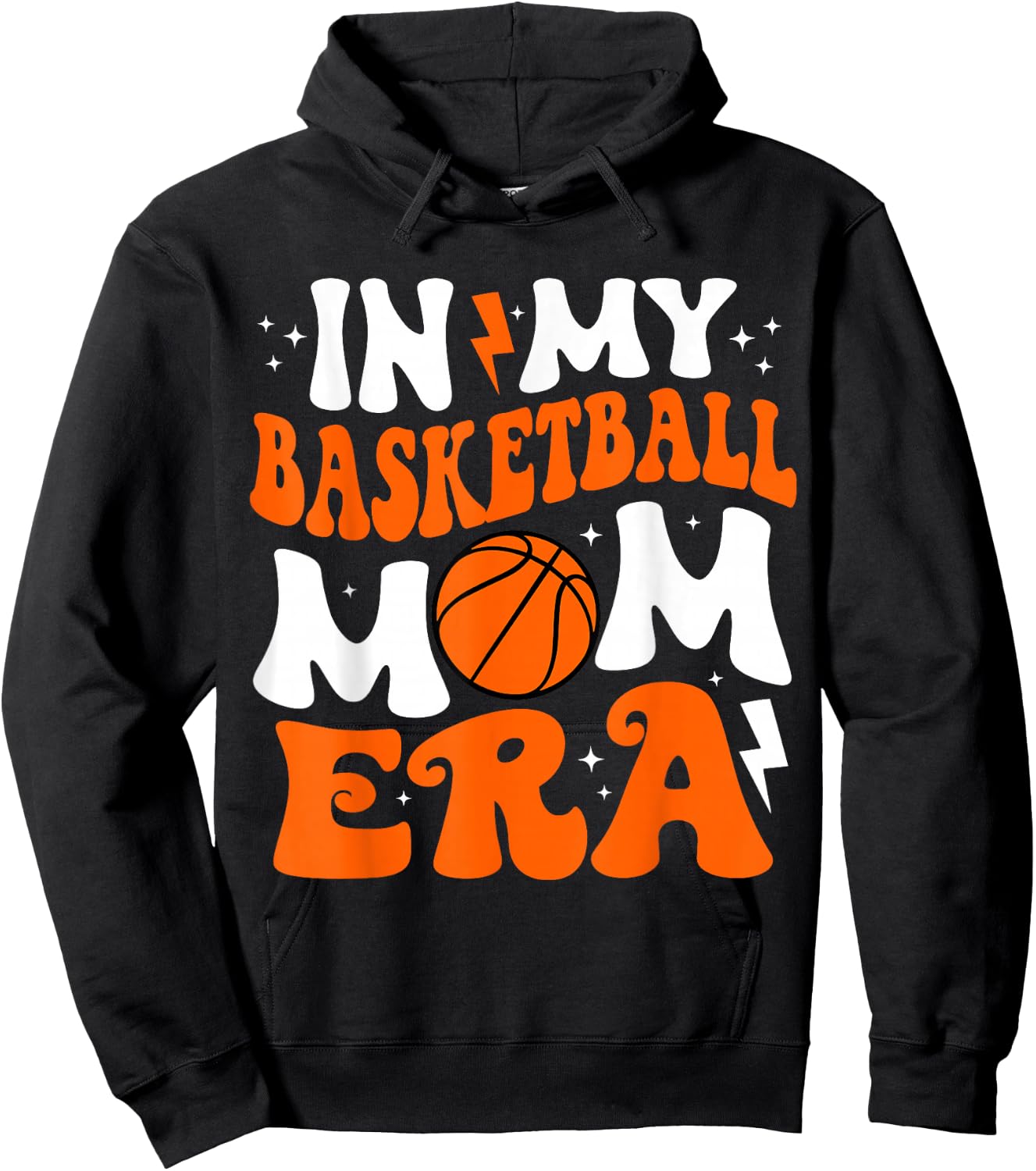 In My Basketball Mom Era Cute Groovy Basketball Hoodie - Hoodie | Black
