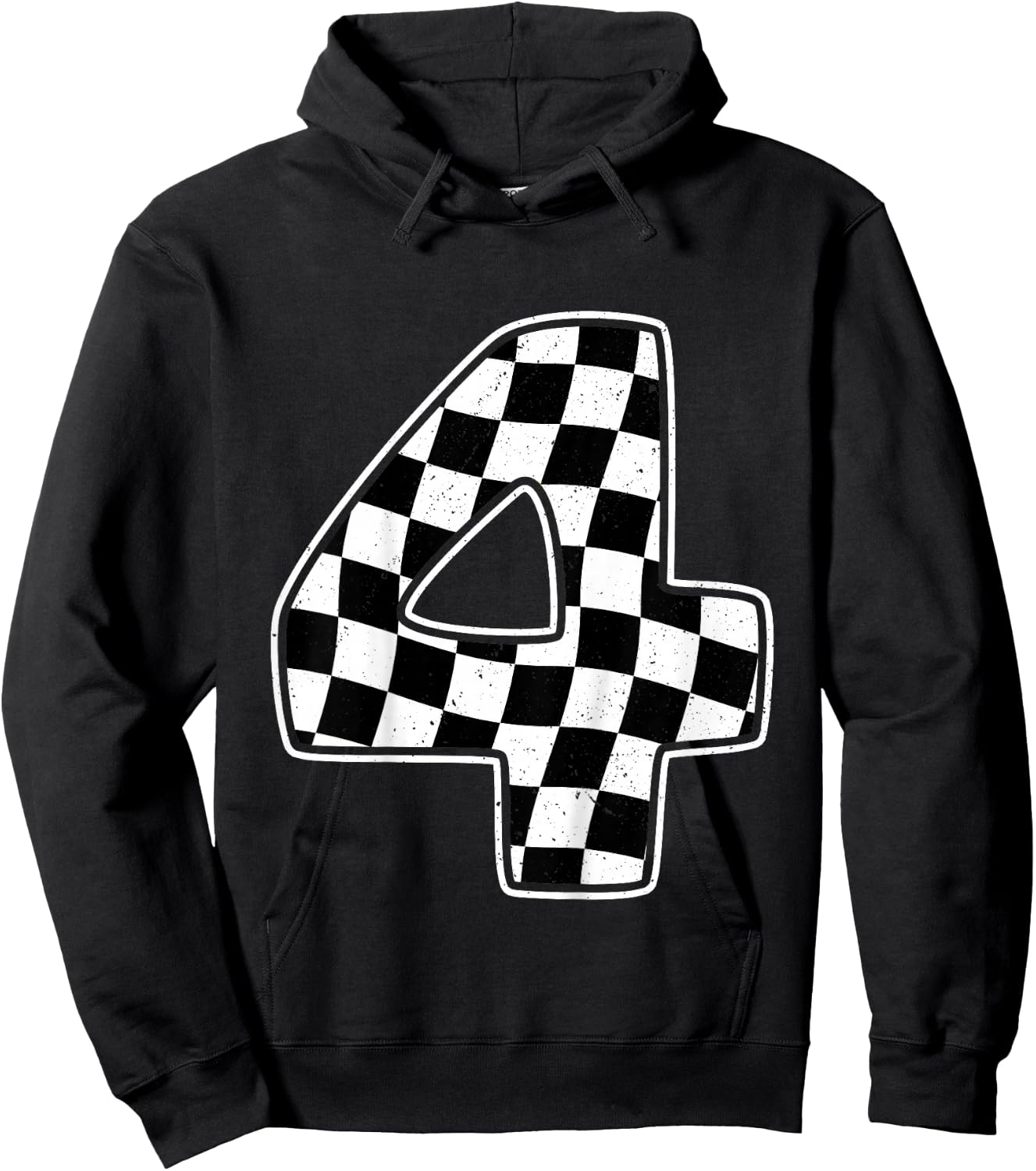 4th Birthday Checkered Number 4 Car Racing Flag Hoodie - Hoodie | Black
