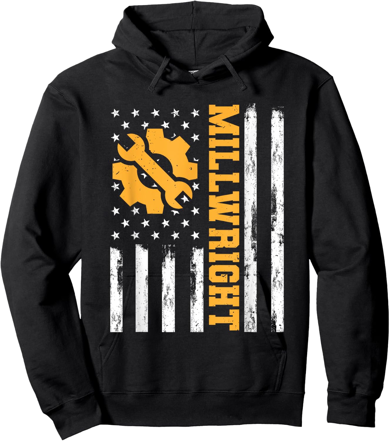 Milwright American Flag Funny USA Patriotic Mill Machinery Women Men Hoodie - Hoodie | Black