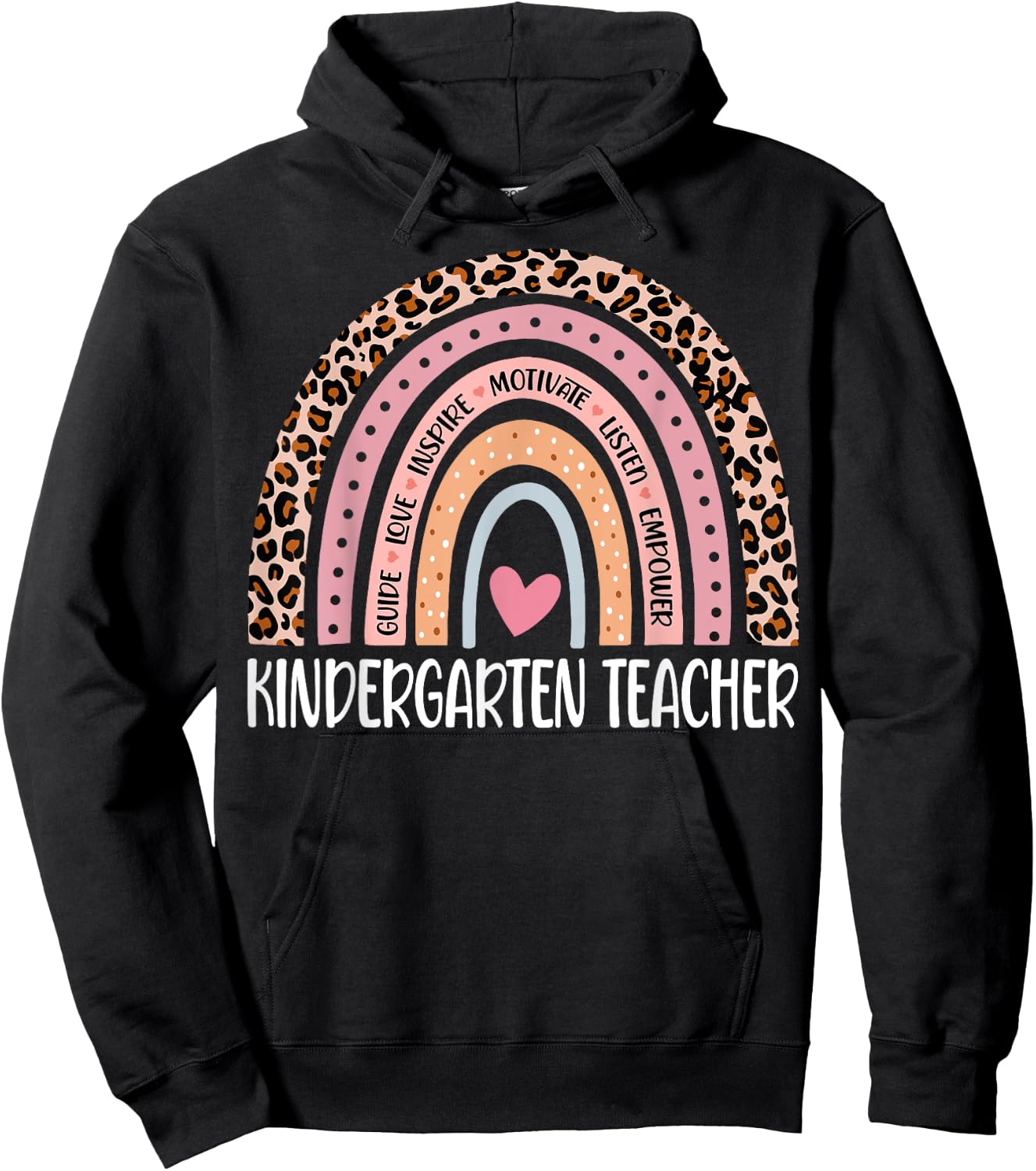 Kindergarten Teacher Rainbow Leopard 1st Day Of School Hoodie - Hoodie | Black