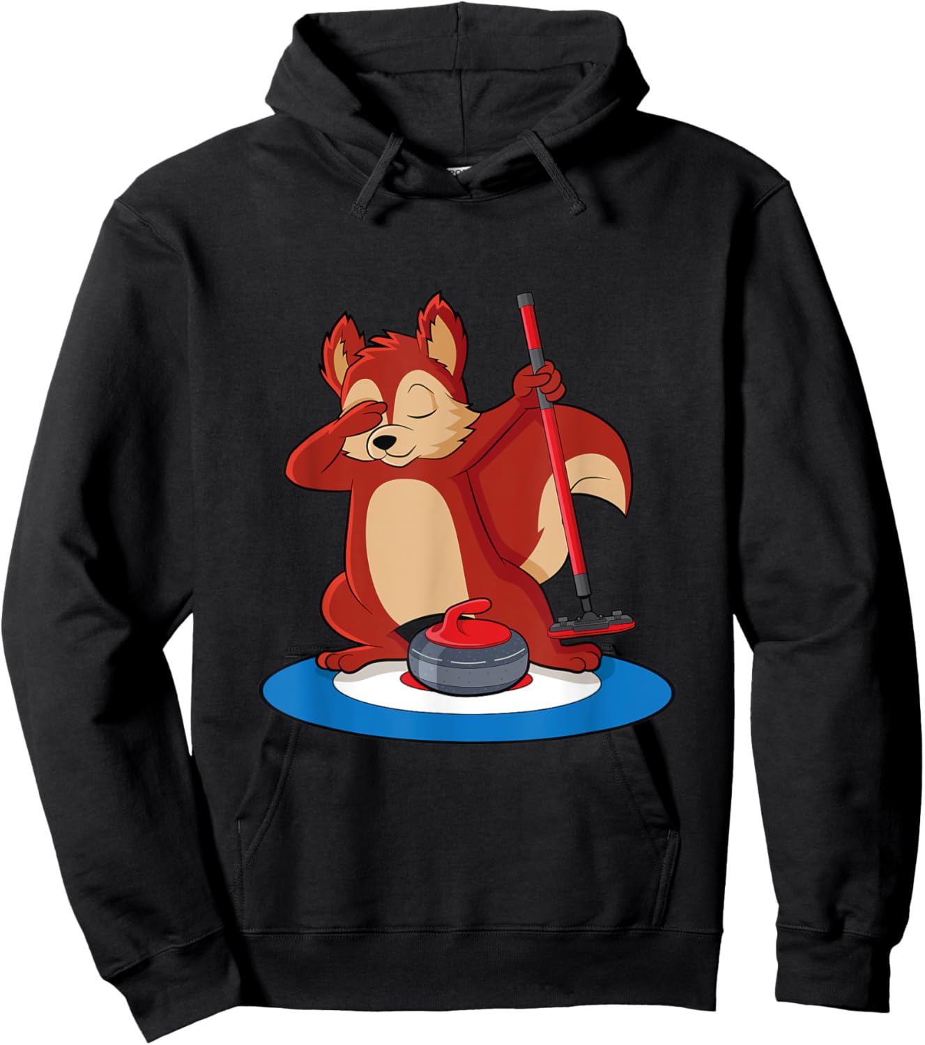 Squirrel playing curling ice sport curler Hoodie - Hoodie | Black