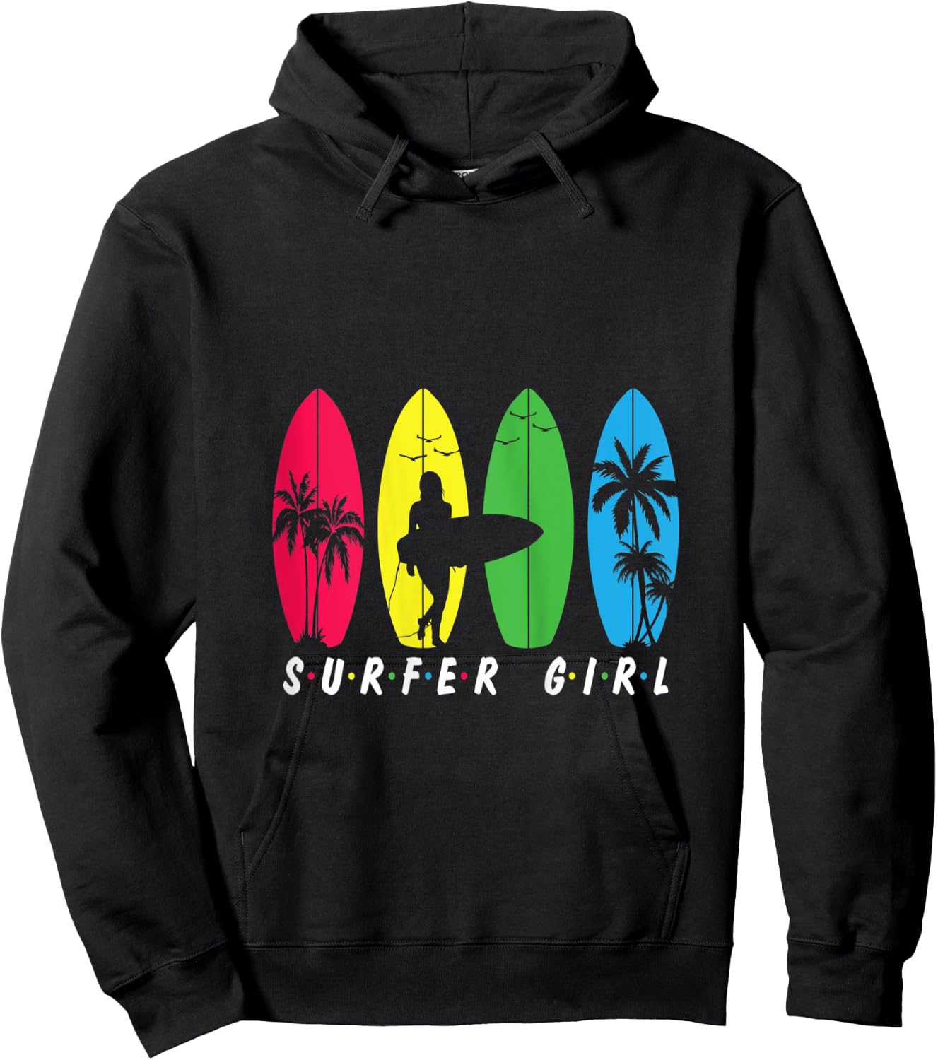 Surfer Girl Costume Vintage Surfboard Surfers Gifts Surfing Hoodie - Hoodie | Black