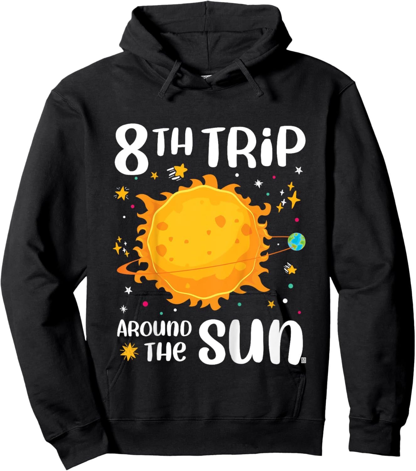8th Birthday 8th Trip Around The Sun Space Themed Hoodie - Hoodie | Black