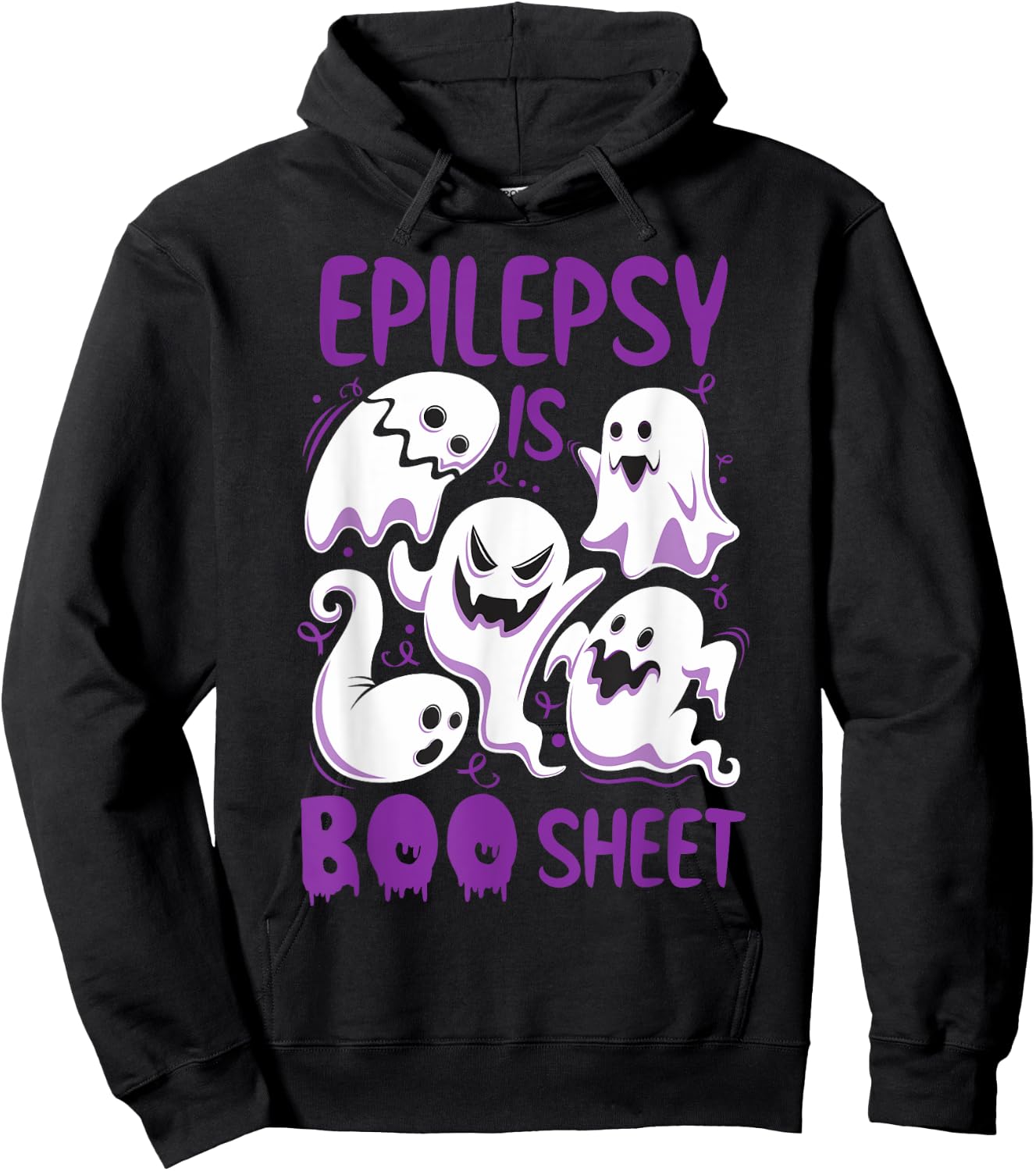 Epilepsy is Boo Sheet Purple Boos Funny Halloween Ghost Hoodie - Hoodie | Black