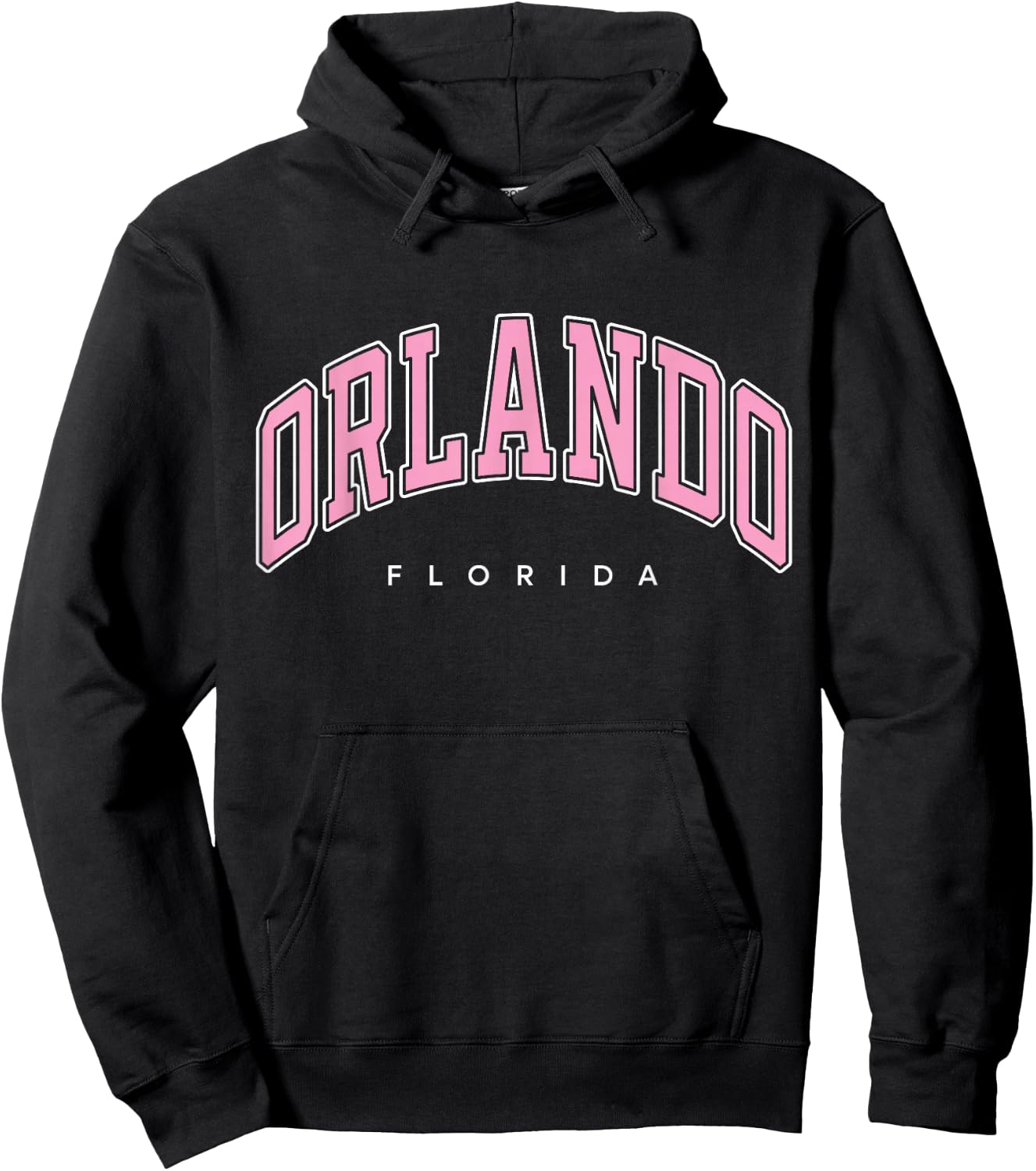 Orlando Florida FL Varsity Style Pink Text Hoodie - Hoodie | Black