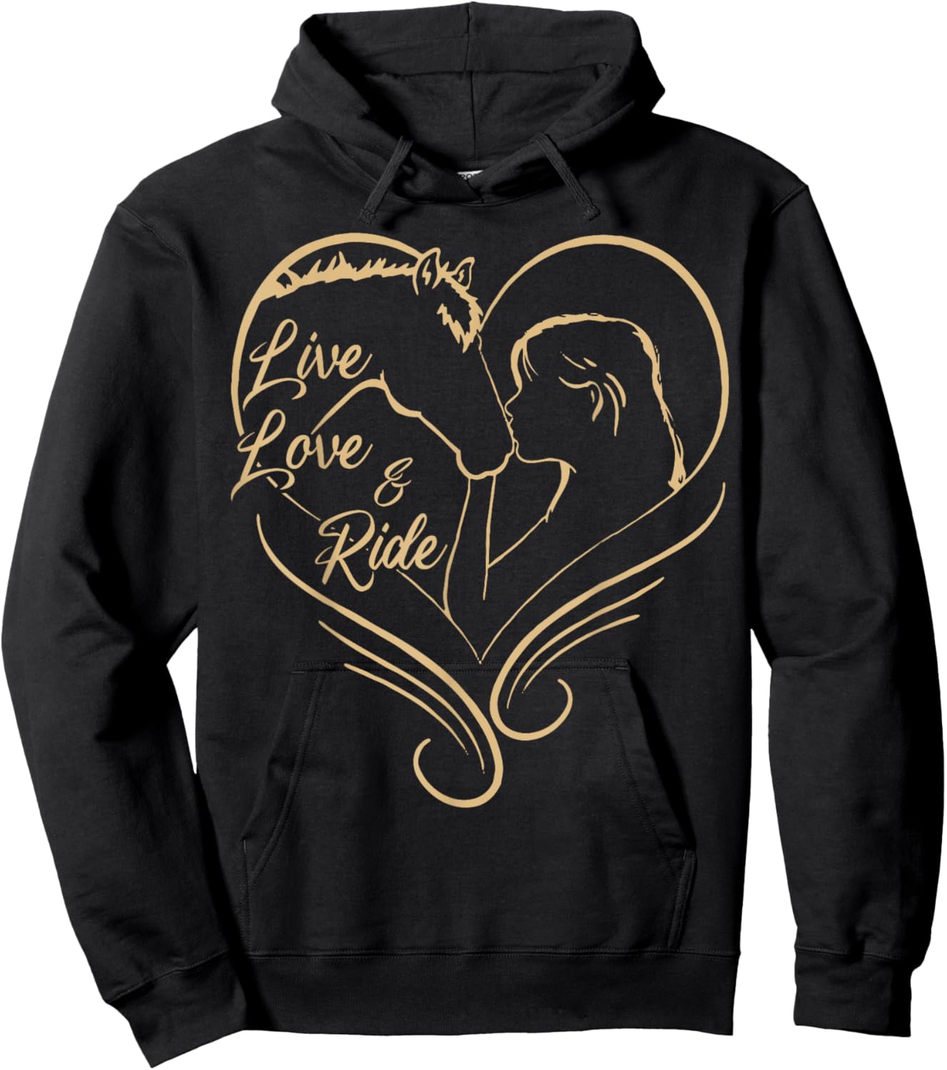 Girl Horse-Shirt Live Love And Ride Women Cowgirl Equestrian Hoodie - Hoodie | Black