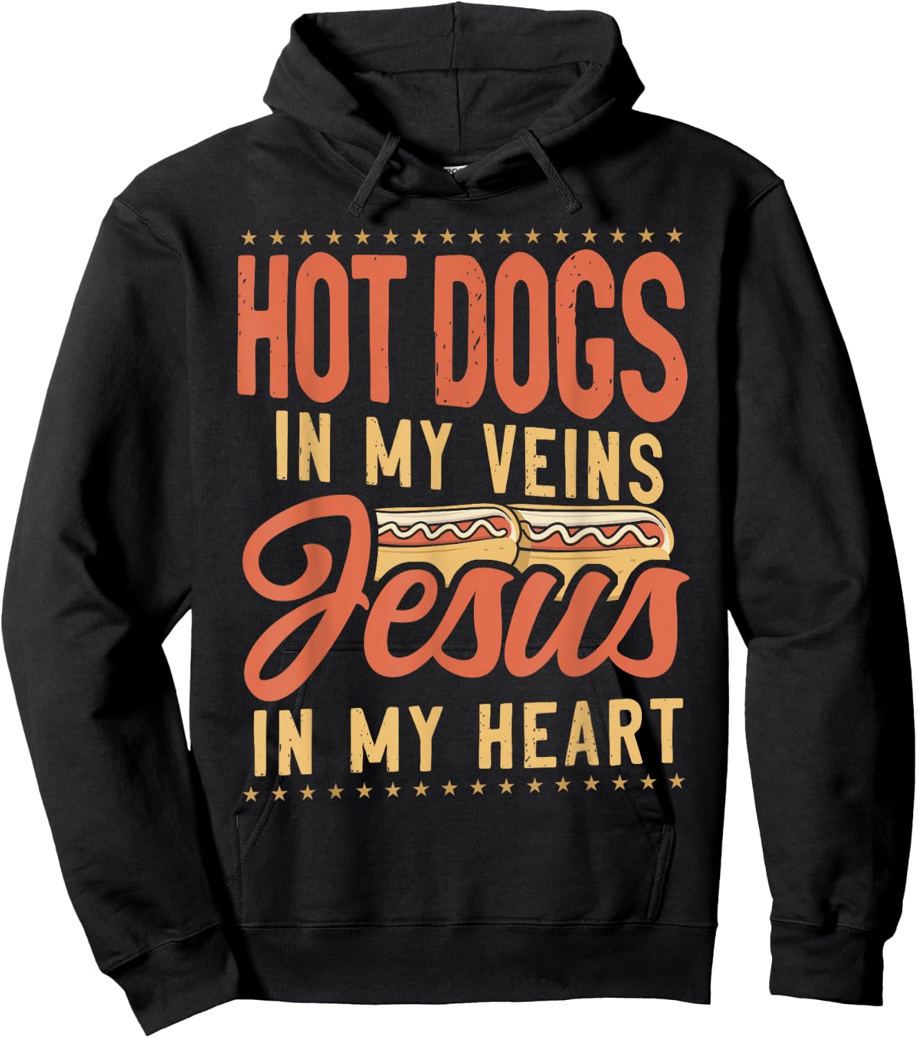 Hot Dog Adult Jesus Faith Christian Hot Dog In My Veins Hoodie - Hoodie | Black