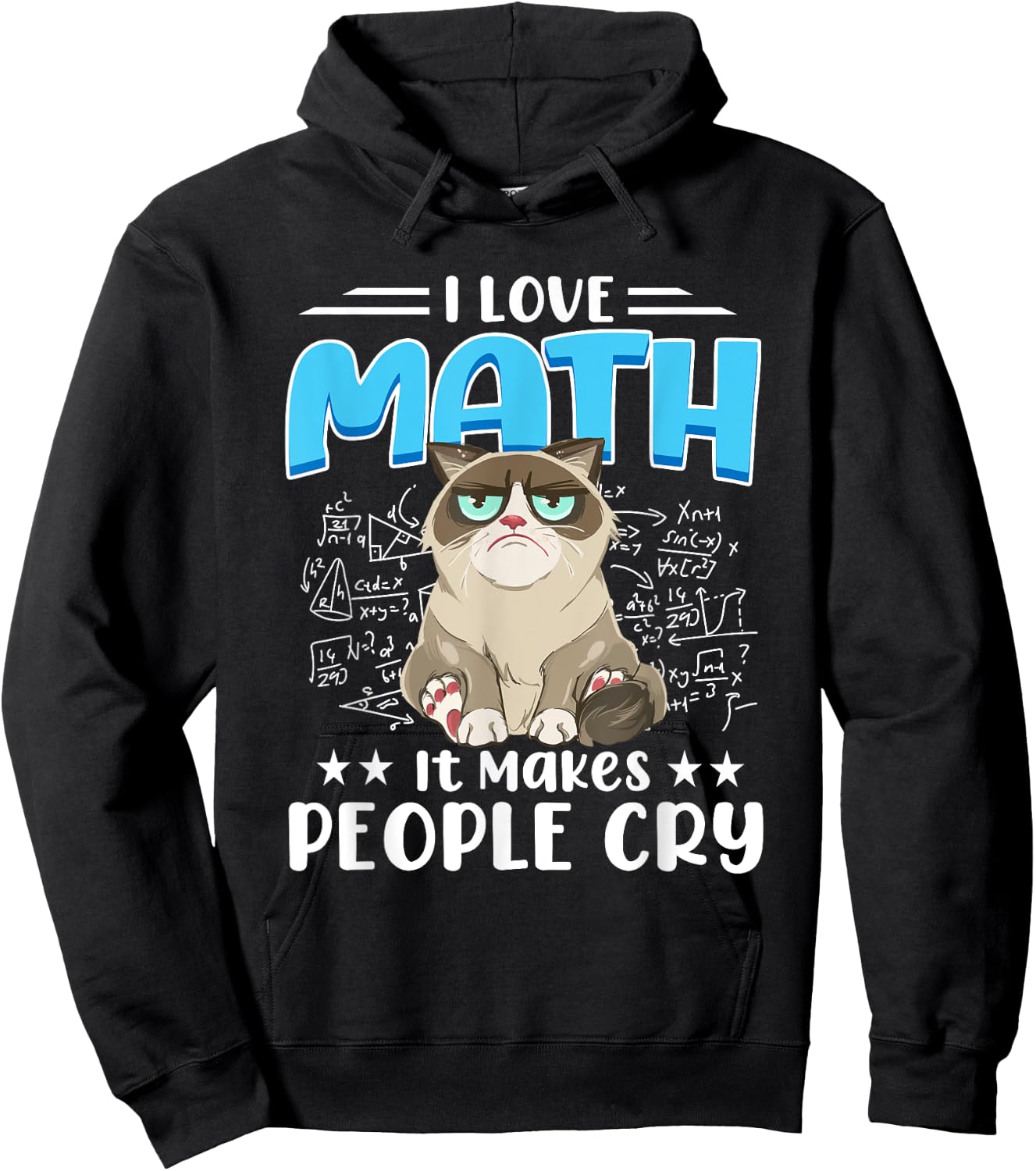 I Love Math It Makes People Cry Math Cat Mathematics Cats Hoodie - Hoodie | Black