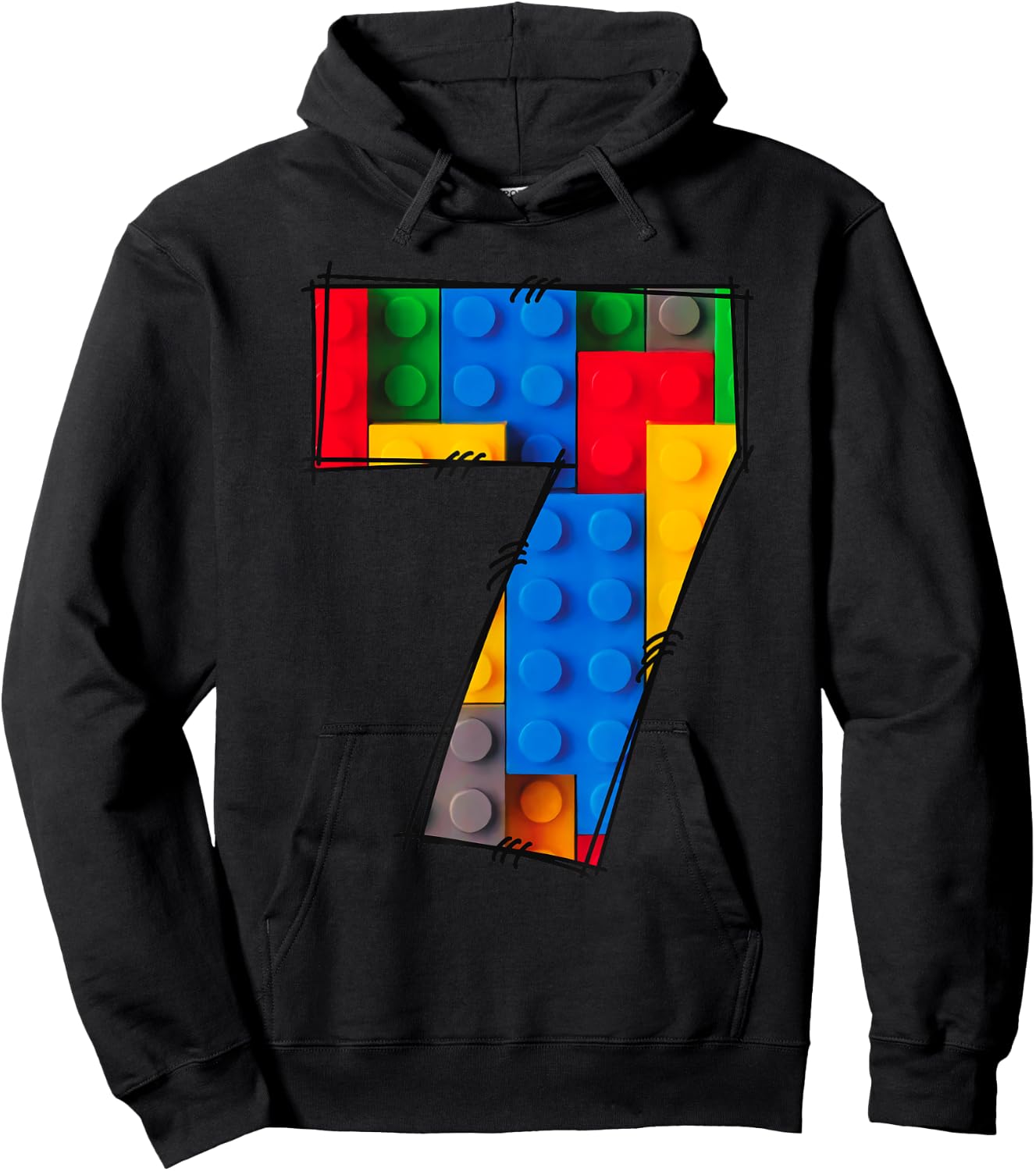 7 Years Old Blocks Building Master Builder 7th Birthday Kid Hoodie - Hoodie | Black