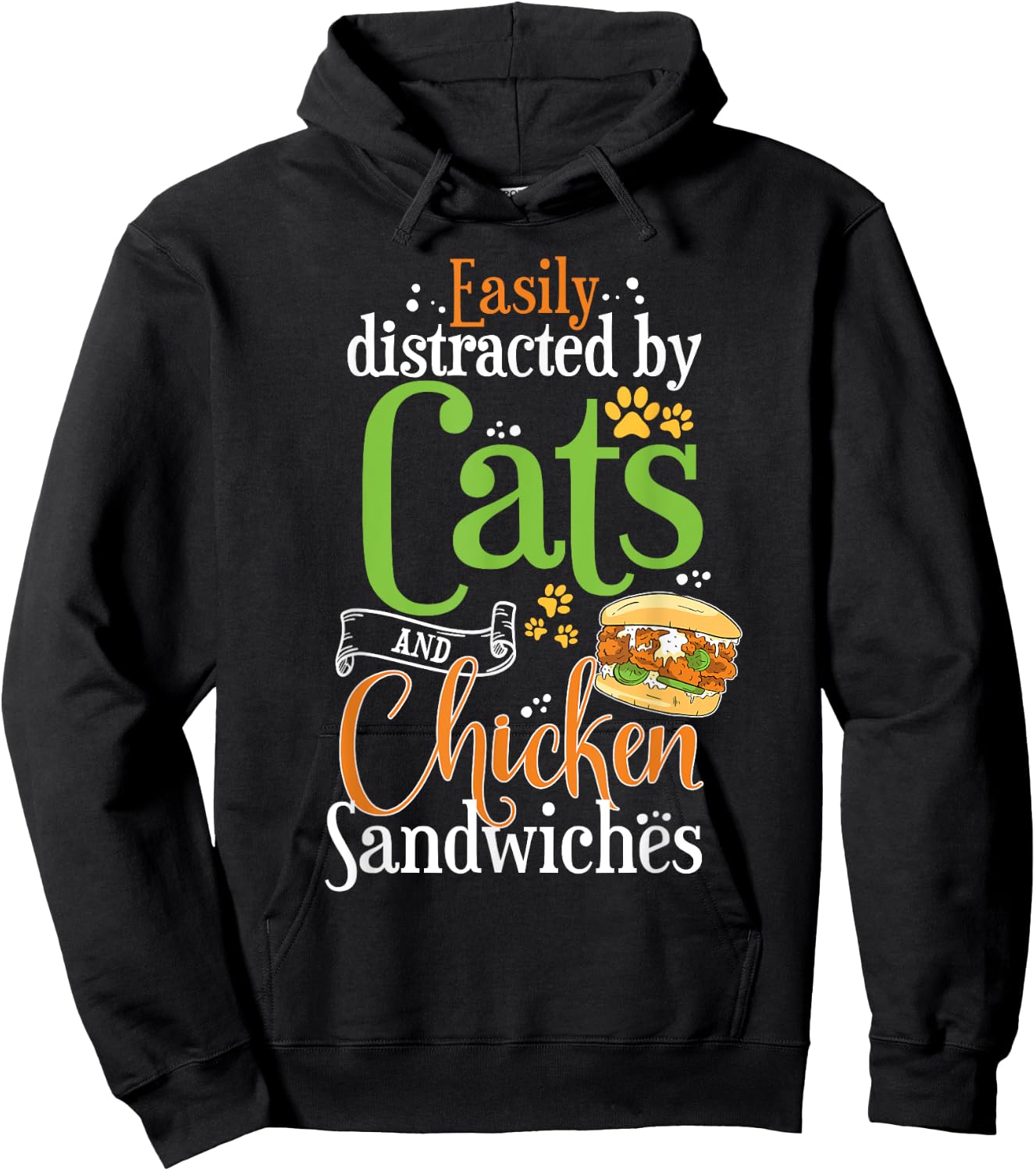 Funny Chicken Sandwich Shirt Cats and Chicken Burger Hoodie - Hoodie | Black