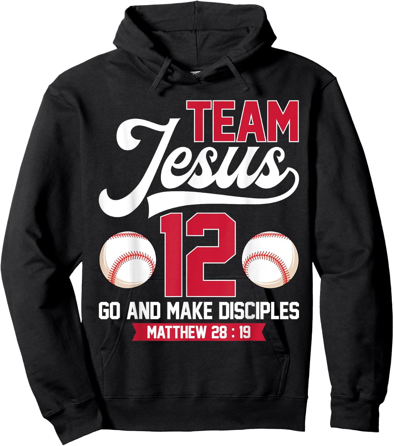 Jesus and Baseball Team Jesus Christian Matthew 28:19 Verse Hoodie - Hoodie | Black