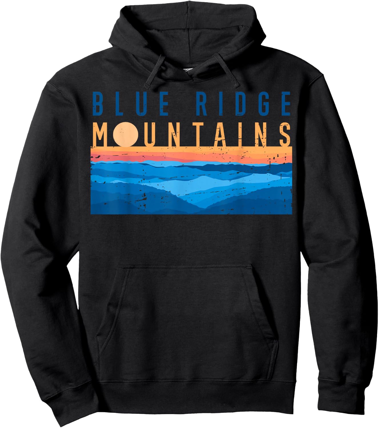 Retro Vintage Sunset Blue Ridge Mountains USA Mountain Range Hoodie - Hoodie | Black