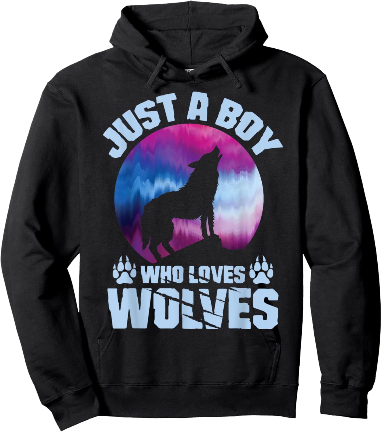 Just A Boy Who Loves Wolves Shirt Wolves Lover Boys Kids Hoodie - Hoodie | Black