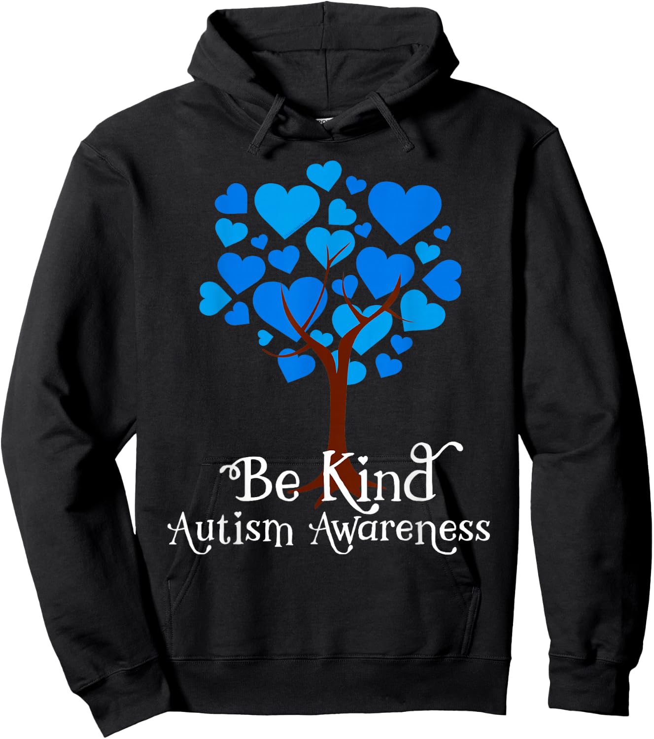 Blue is For April Blue Hearts Tree Be Kind Autism Awareness Hoodie - Hoodie | Black