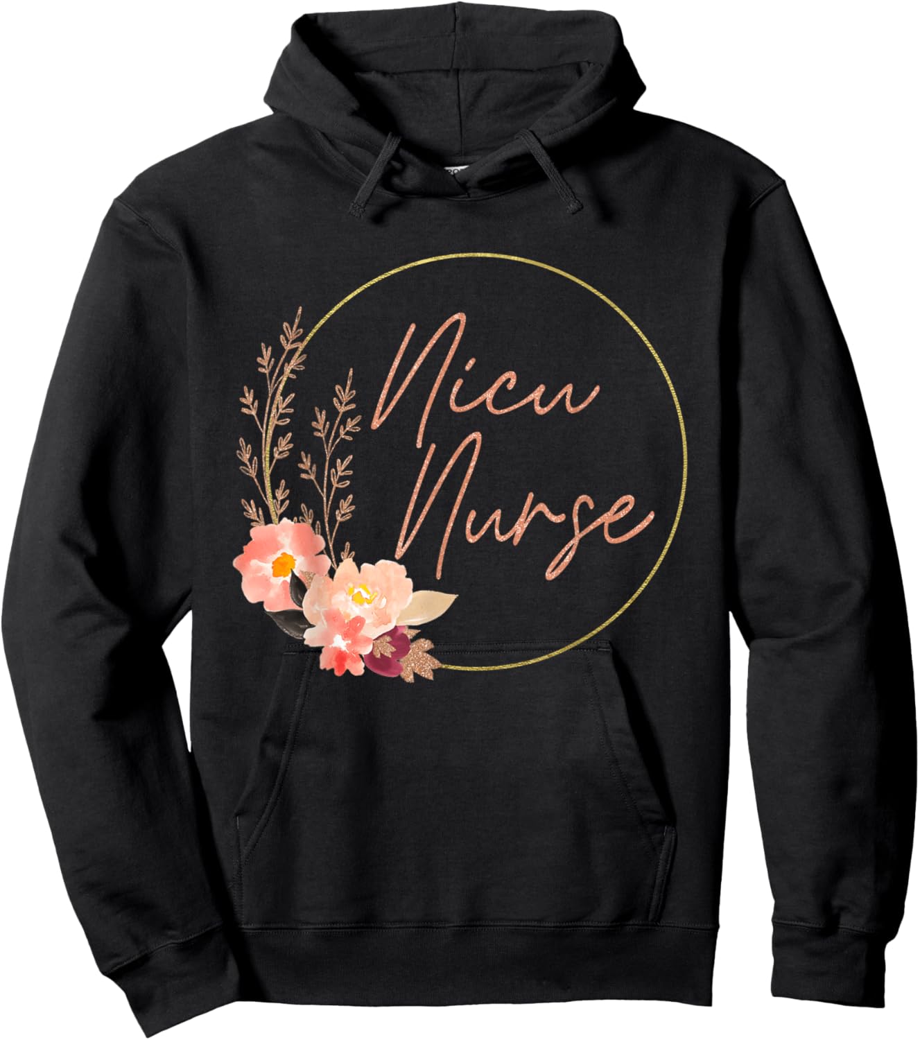 Women NICU Nurse ICU Neonatal Floral Flower Team Tiny Humans Hoodie - Hoodie | Black