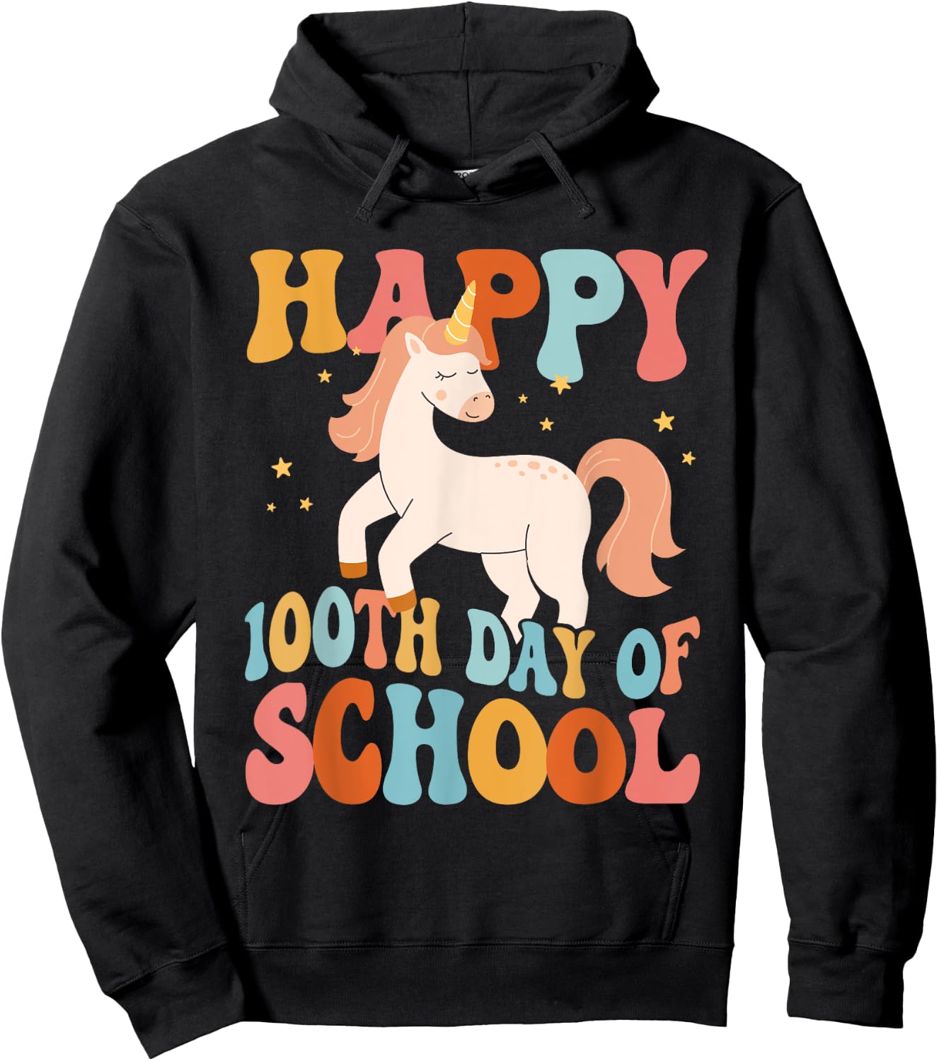 Happy 100th Day Of School Unicorn Teachers Kids Students Hoodie - Hoodie | Black