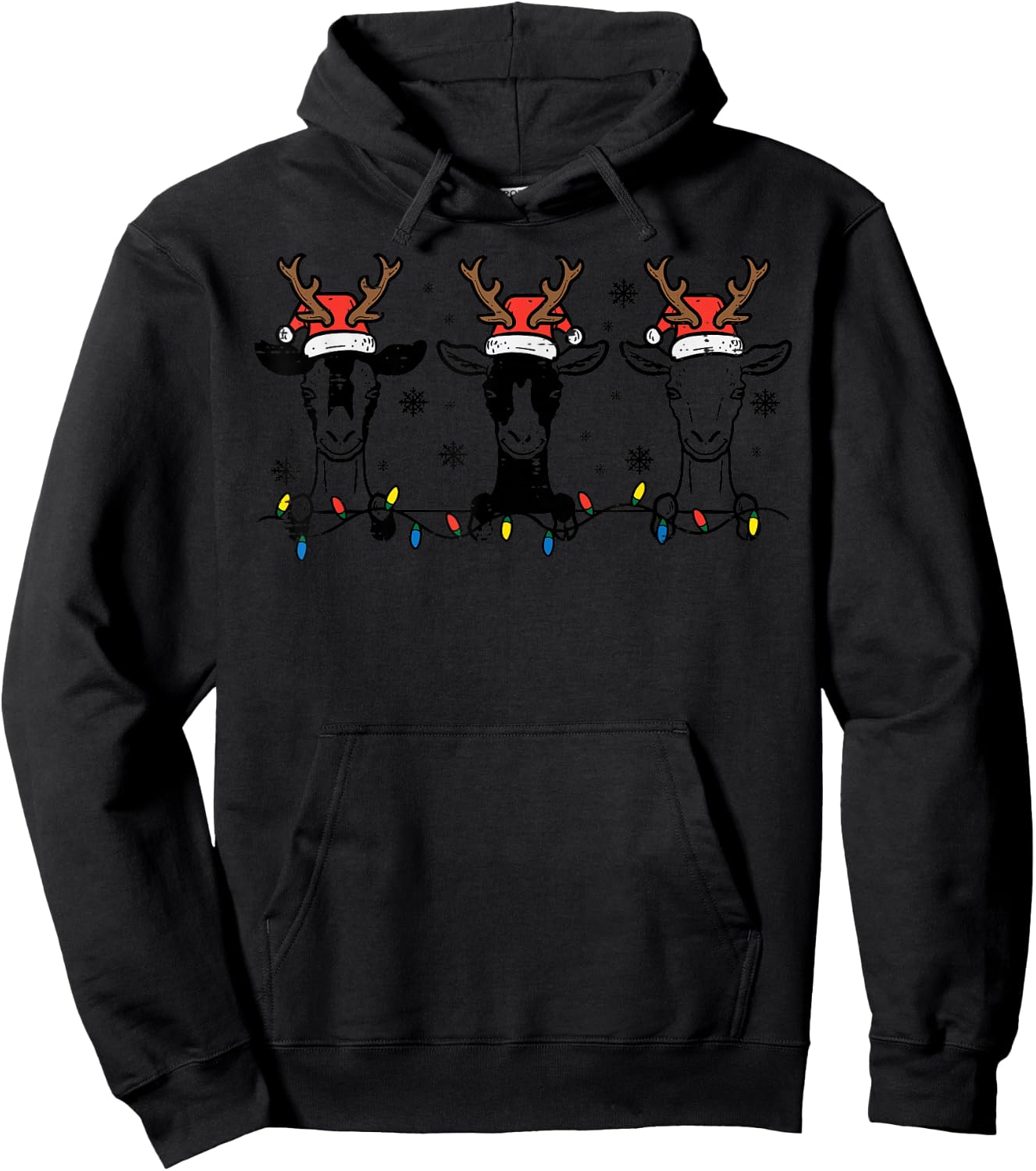 Christmas Goats Santa Xmas Farm Animal Farmer Men Women Kids Hoodie - Hoodie | Black